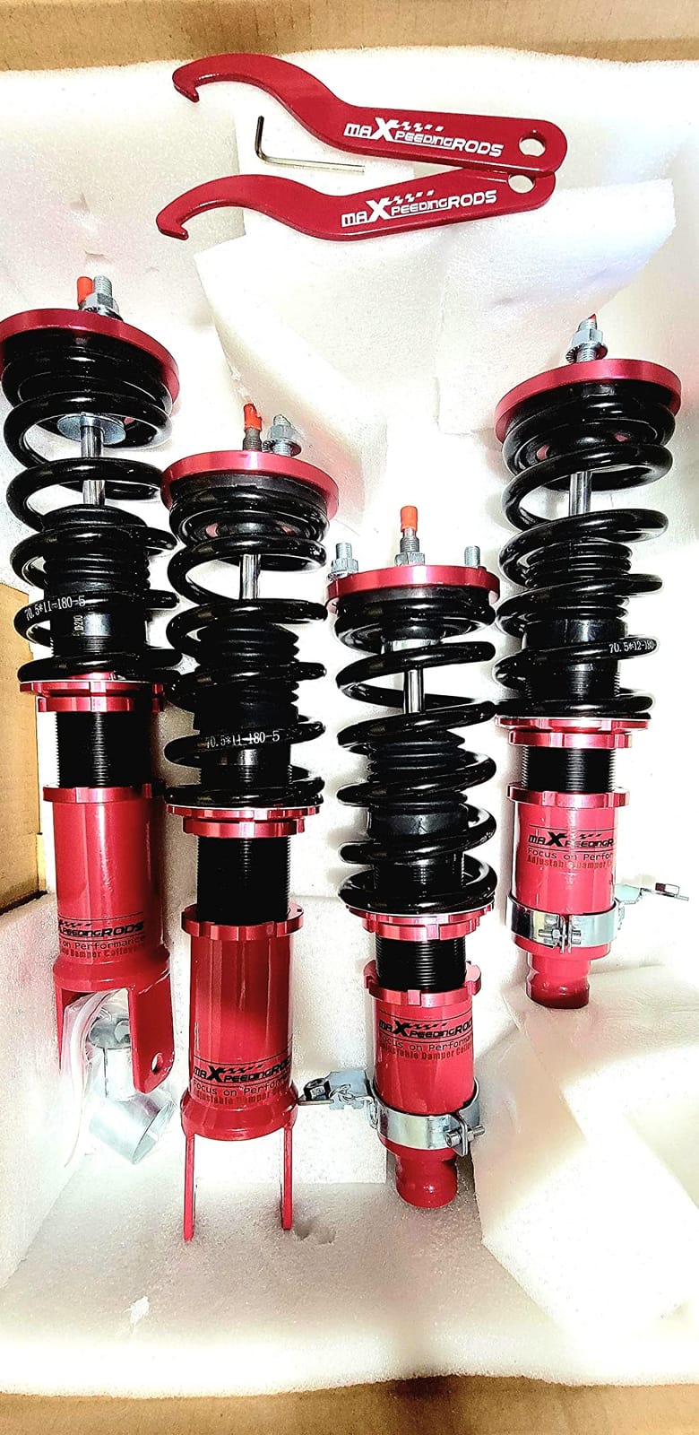 maXpeedingrods Coilover for Honda Civic 1988-2000, Red Damper Adjustable, for Honda CRX 1988-1991, for Del Sol 1992-1995, for Acura Integra 1990-2001, Coilovers Suspension Lowering Kit customer photo 2