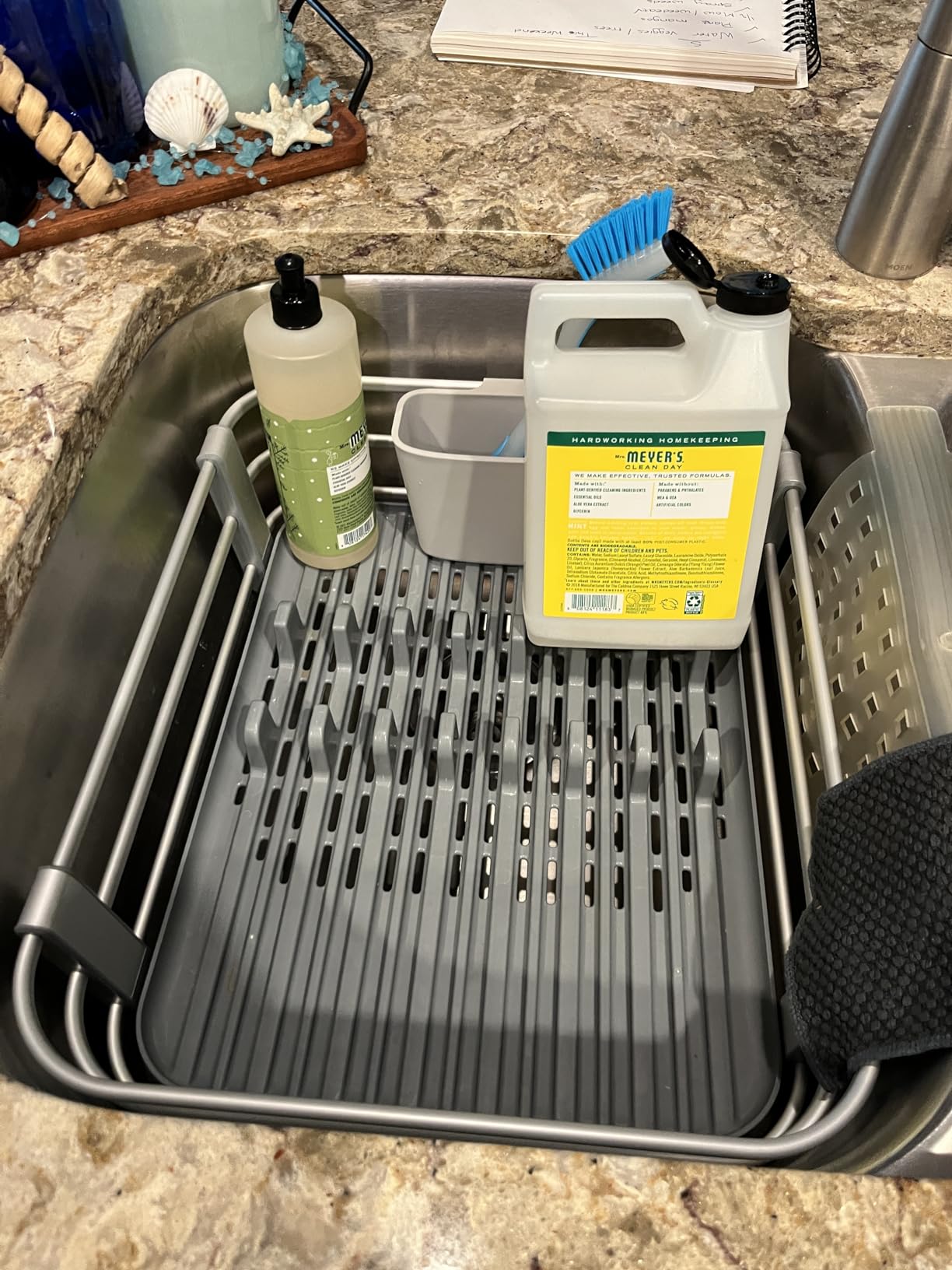 OXO Good Grips Rustproof Aluminum Dish Drying Rack | Raised Ridges Allow Quick Drying, Non-Slip Feet for Countertop, Holds Plates & Bowls, Utensil Cup customer photo 1