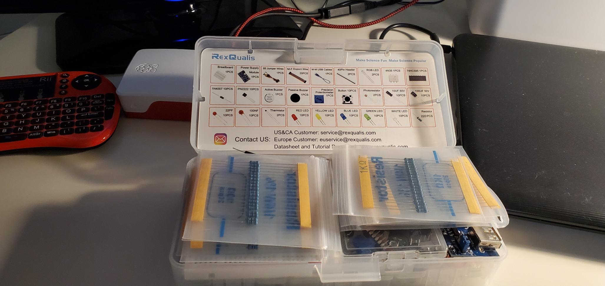 REXQualis Electronics Basic Kit w/Power Supply Module, Breadboard, Jumper Wire, LED,Resistor, comes with more than 300pcs sensors and components for fun and simple electronic projects. customer photo 1