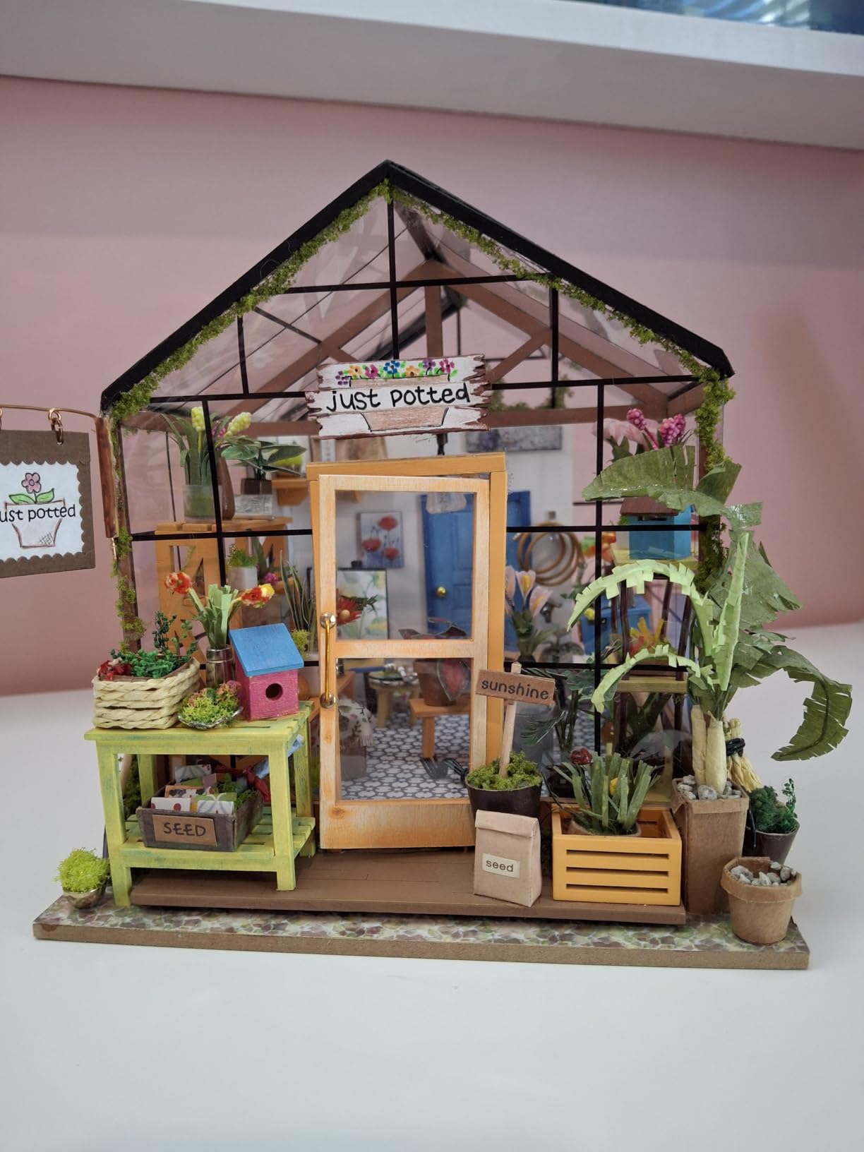 Greenhouse DIY Miniature Dollhouse Kit Creative Gift for Adults | 1:18 Scale Cathy's Flower House with LED Light, Wooden 3D Puzzle Model Kit, Diorama Craft Set for Home Decor Display customer photo 2