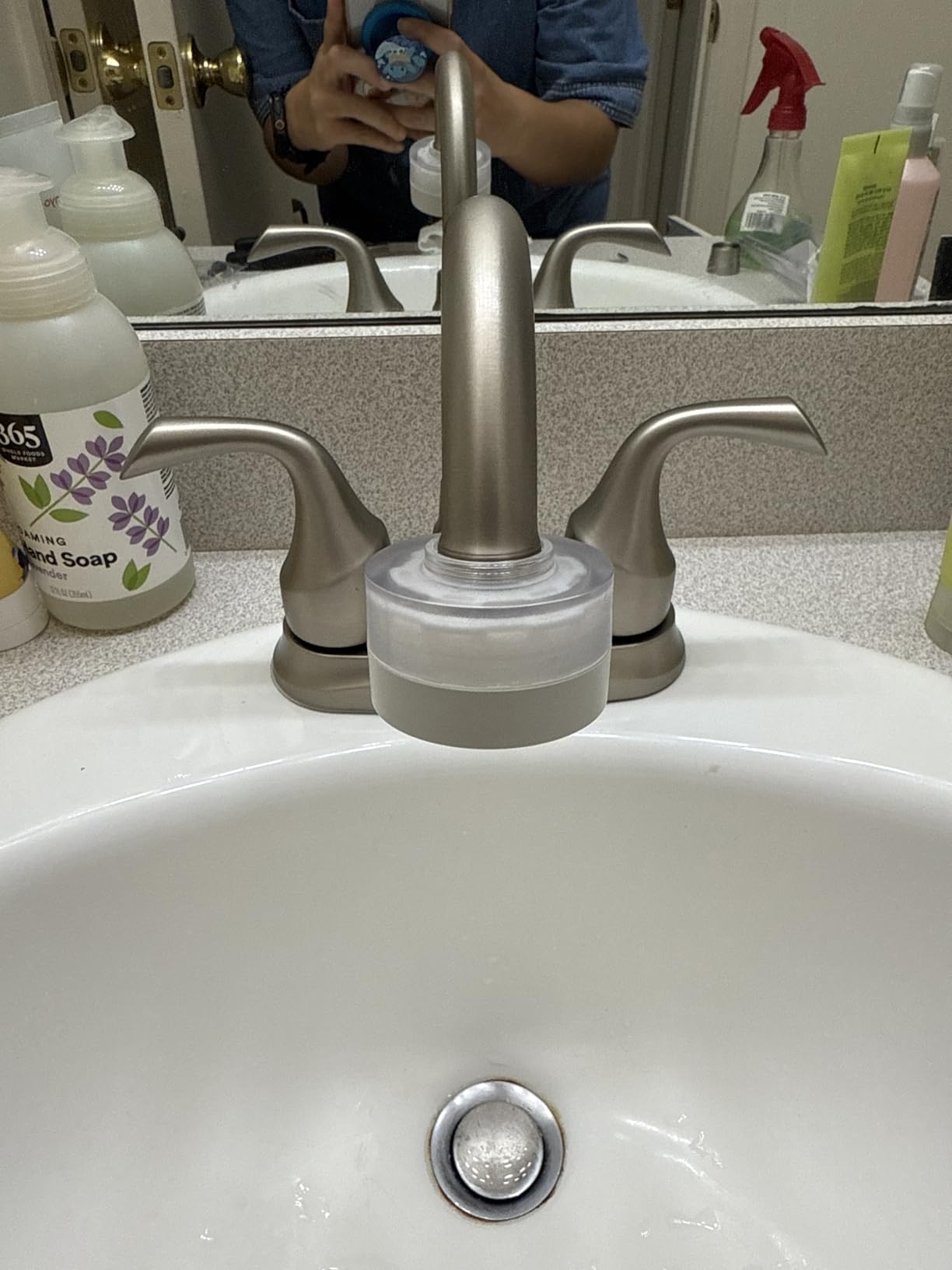 Moen Idora Spot Resist Brushed Nickel Two-Handle Centerset Bathroom Sink Faucet with Drain Assembly, 84115SRN customer photo 2