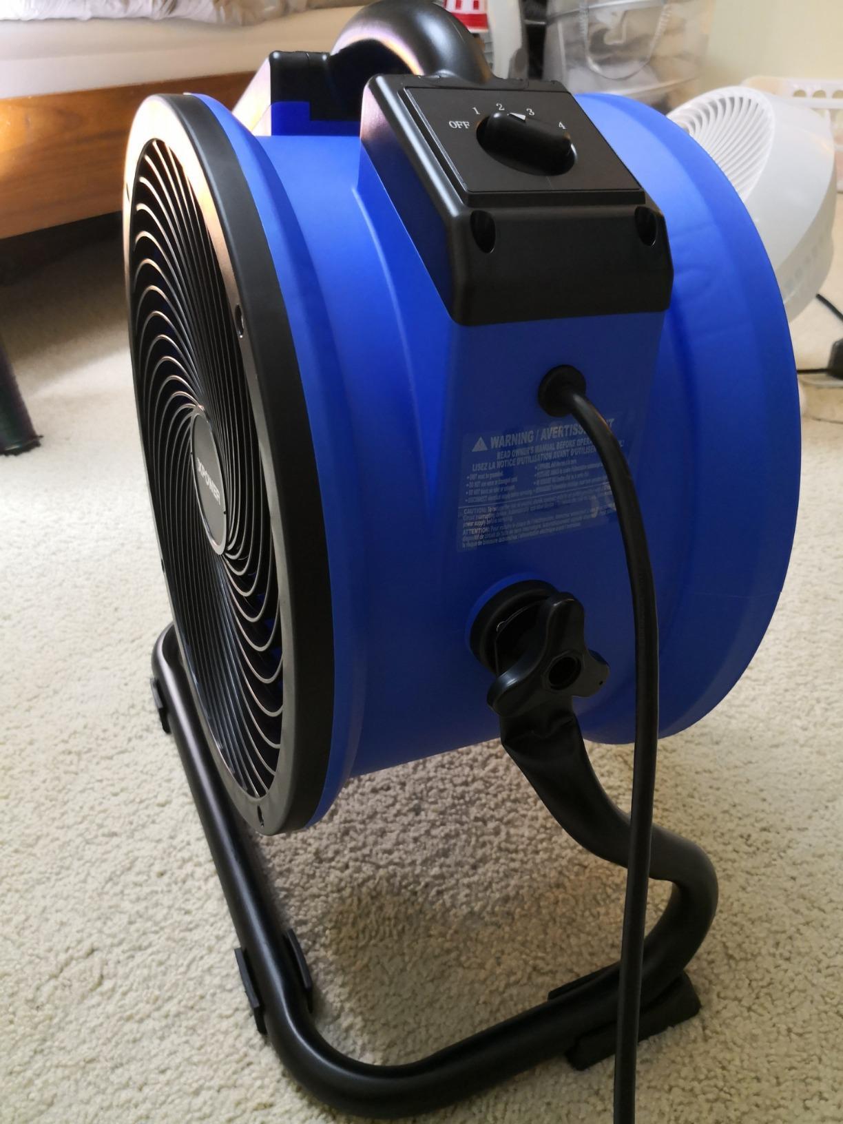 XPOWER FC-300 Heavy Duty Industrial High Velocity Whole Room Air Mover Air Circulator Utility Shop Floor Fan, Variable Speed, Timer, 14 inch, 2100 CFM, Black, Blue customer photo 1