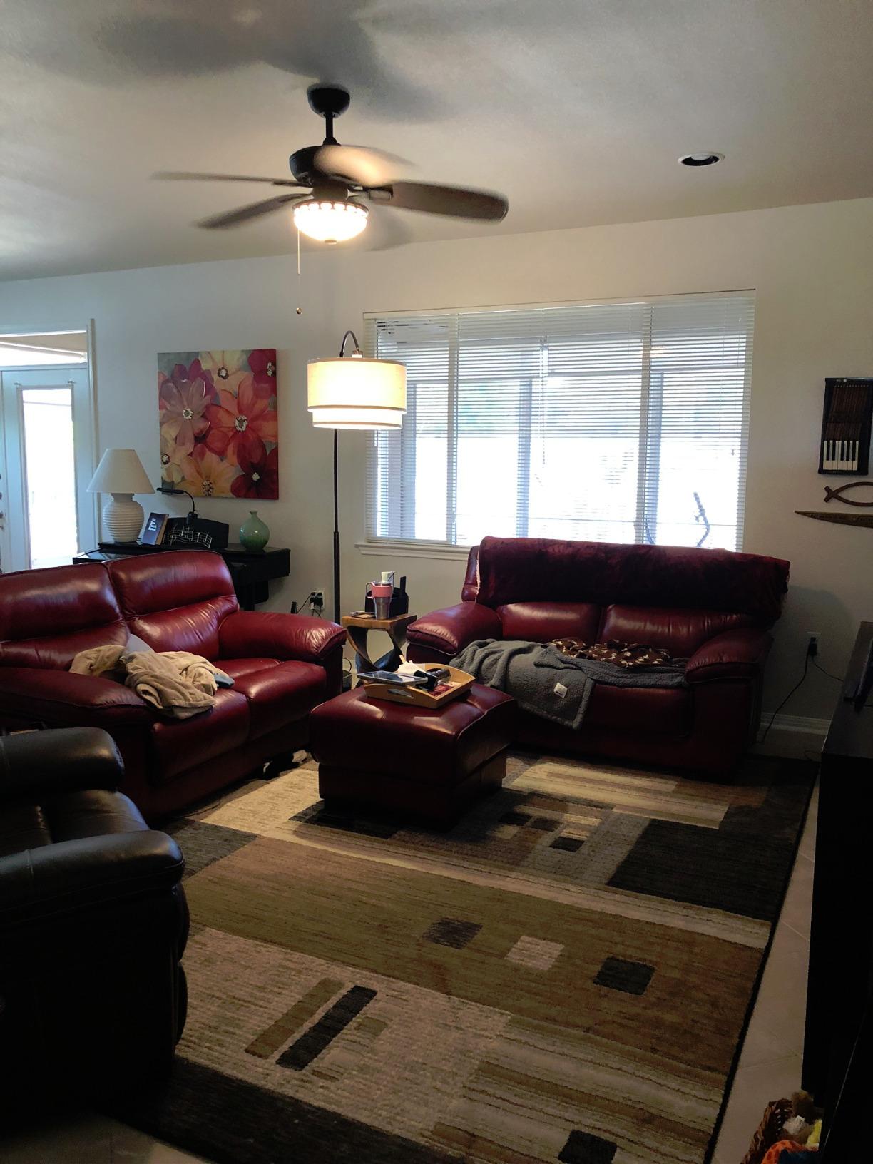 Brightech Mason Arc Floor Lamp - Modern Corner Standing Lamp with Unique Hanging Drum Lamp Shade for Living Room - Bright Overhead, Curved Hanging Light for Bedroom, Library, Den - Bronze customer photo 1