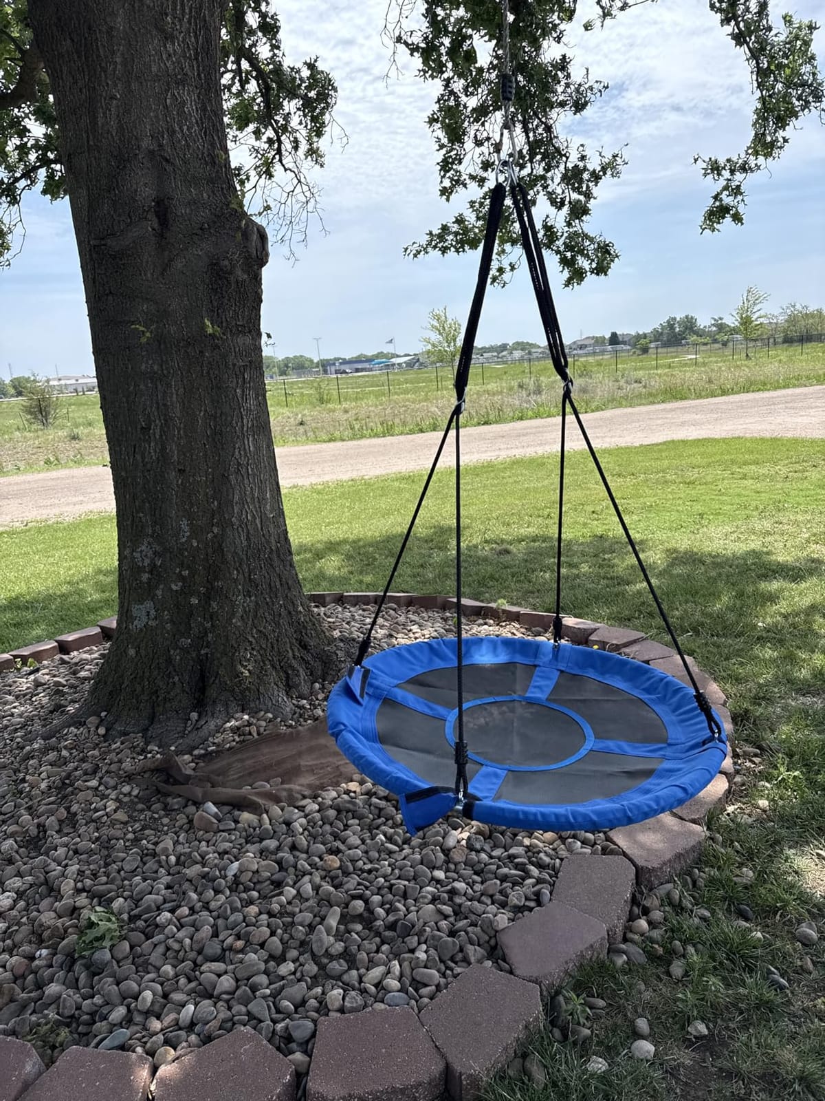 PACEARTH 40 Inch Saucer Tree Swing Flying 600lb Weight Capacity 2 Added Hanging Straps Adjustable Multi-Strand Ropes Colorful Safe and Durable Swing Seat for Children customer photo 2