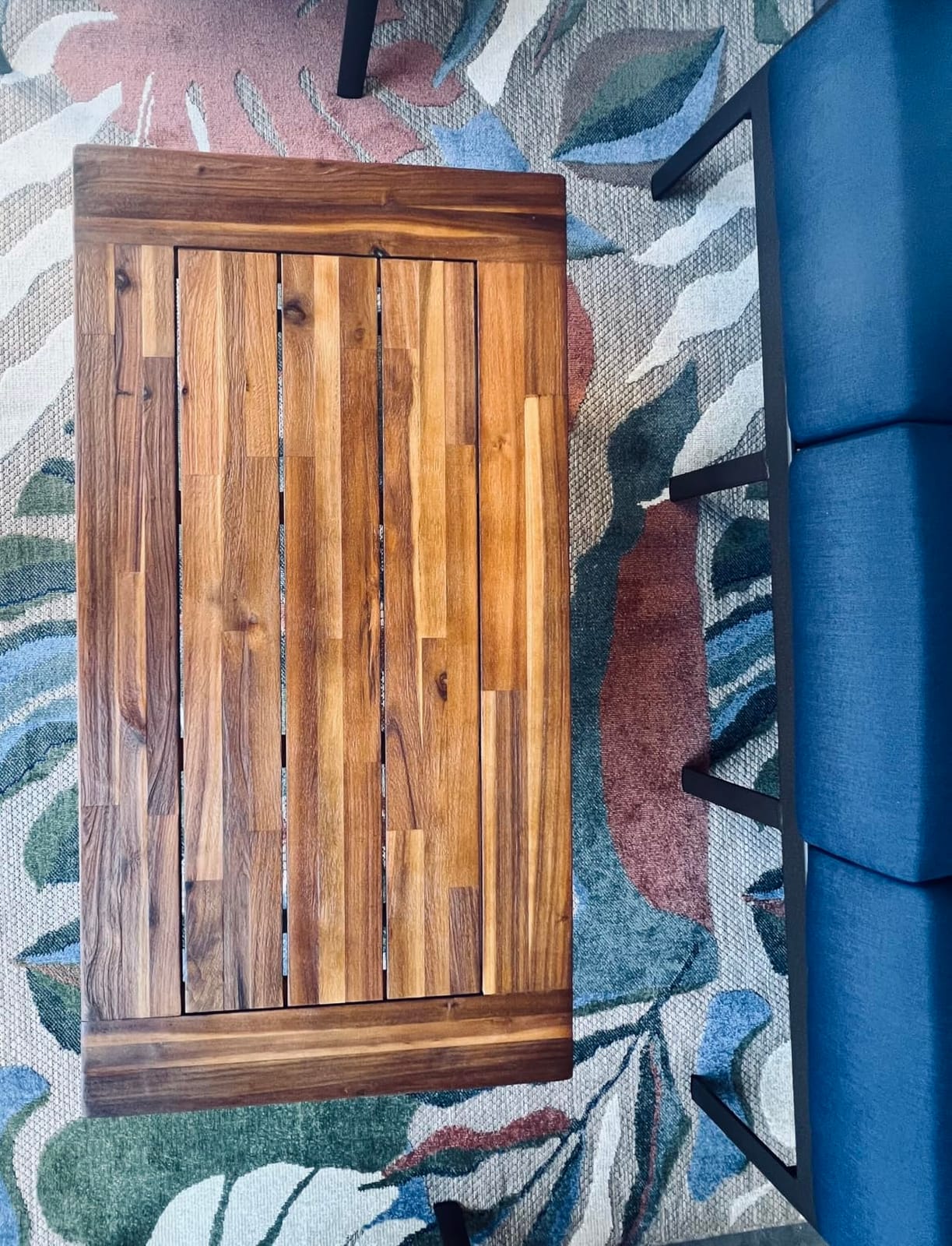 Christopher Knight Home Carlisle Outdoor Acacia Wood Coffee Table, Sandblast/Rustic Metal customer photo 2