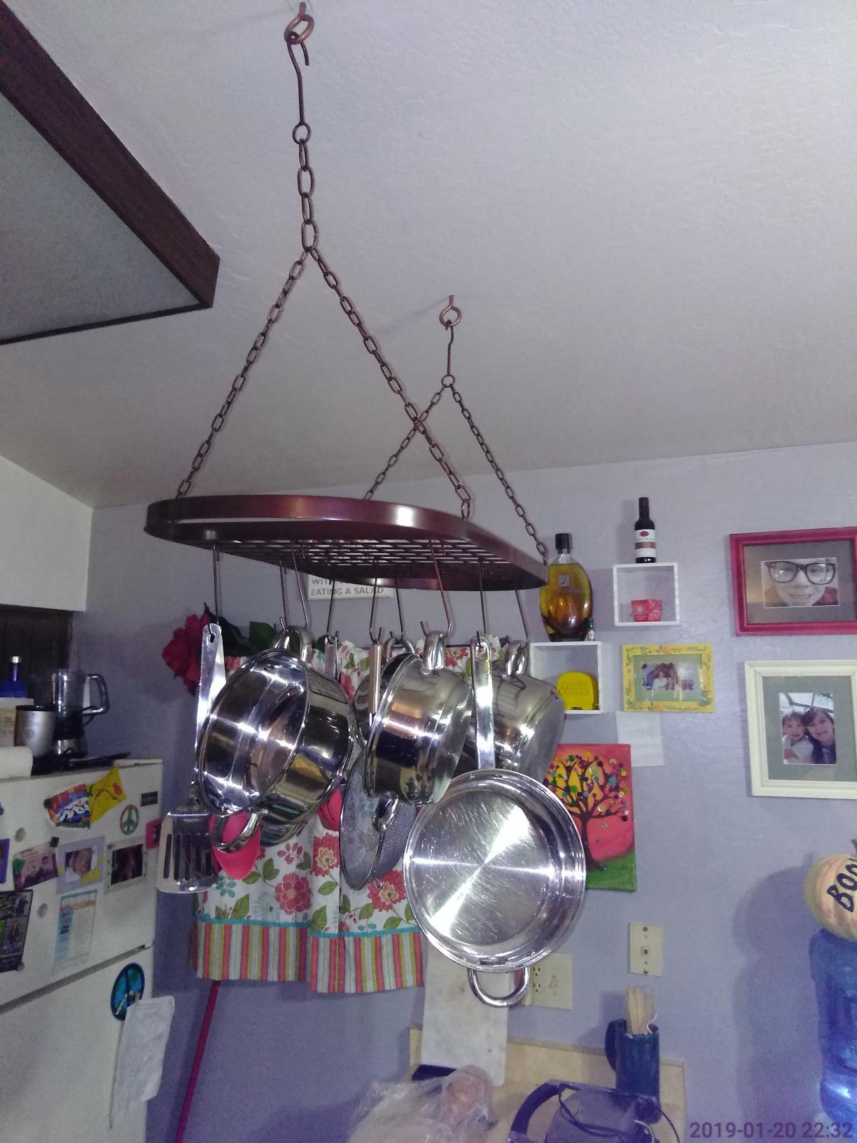 Sorbus Hanging Pot Rack, Ceiling-Mount Kitchen Organizer (Chrome) - Decorative Oval Fixture with Hooks customer photo 2
