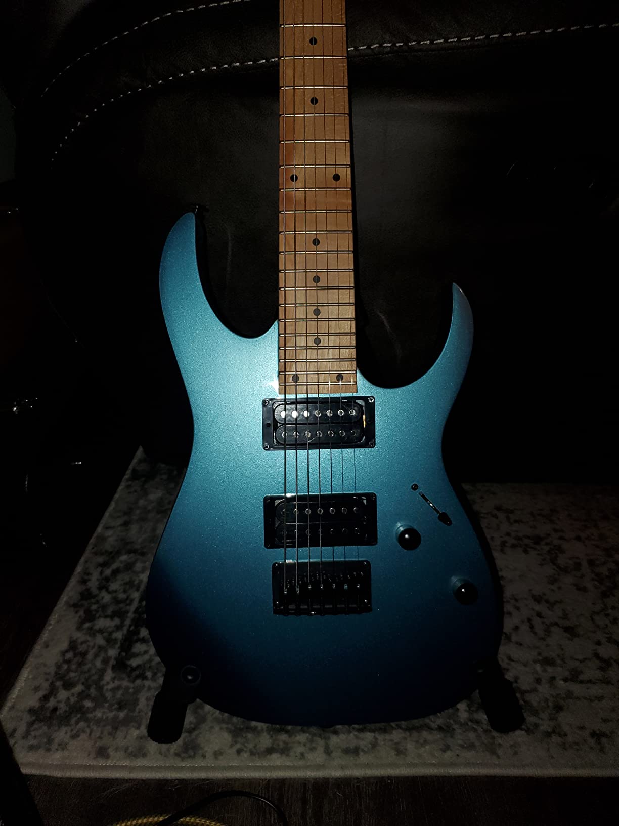 Ibanez GRG7221 Meter- Metallic Light Blue | 7-string electric guitar with maple fretboard, HH pickup configuration and hardtail bridge customer photo 1