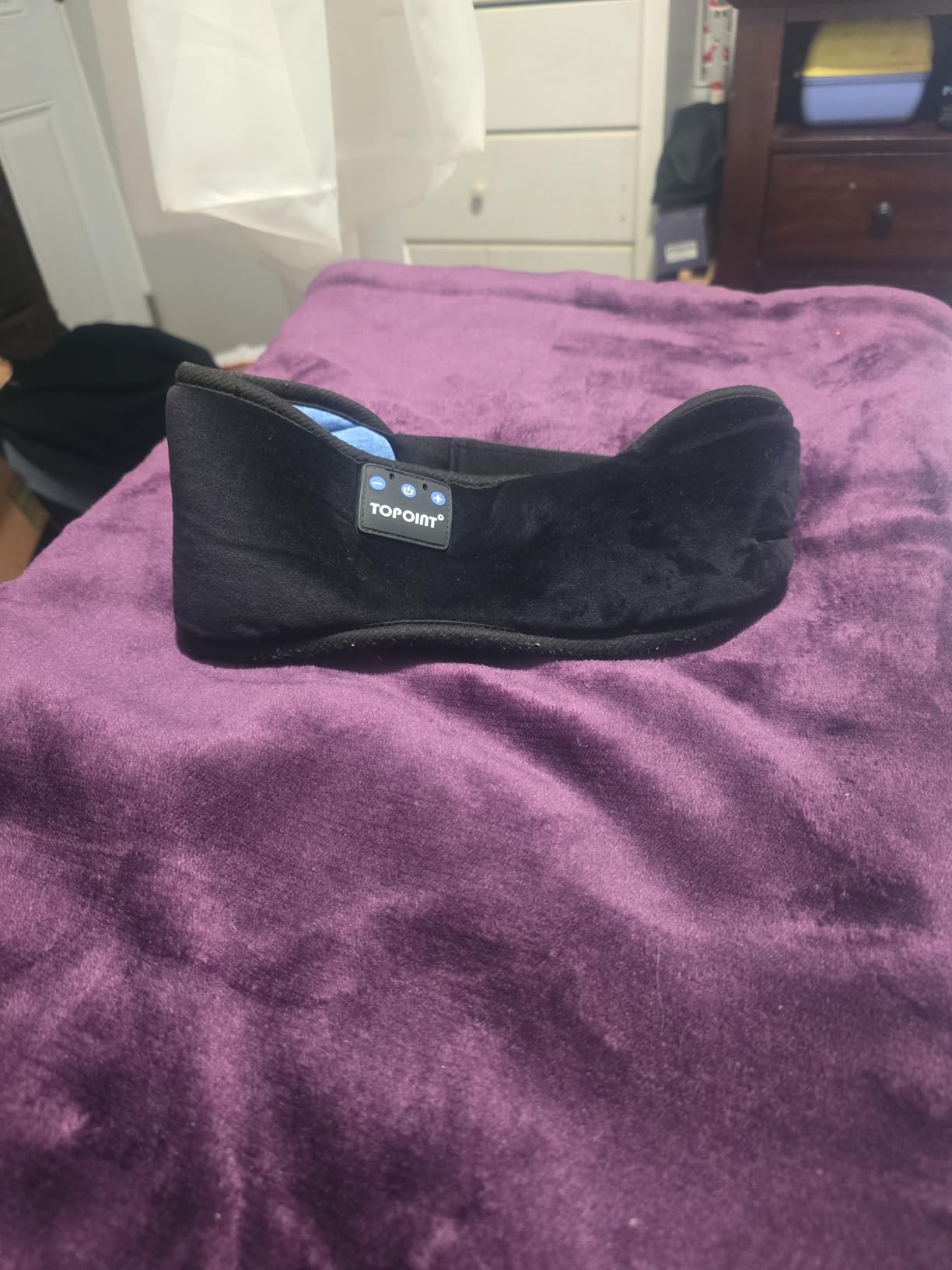 TOPOINT Sleep Mask with Headphones Bluetooth 5.4 Wireless, Sleep Headphones Earphones Earbuds with Microphone HD Speakers Music, Blackout Eye Mask for Sleeping Travel Meditation Men Women Cool Gadgets customer photo 2