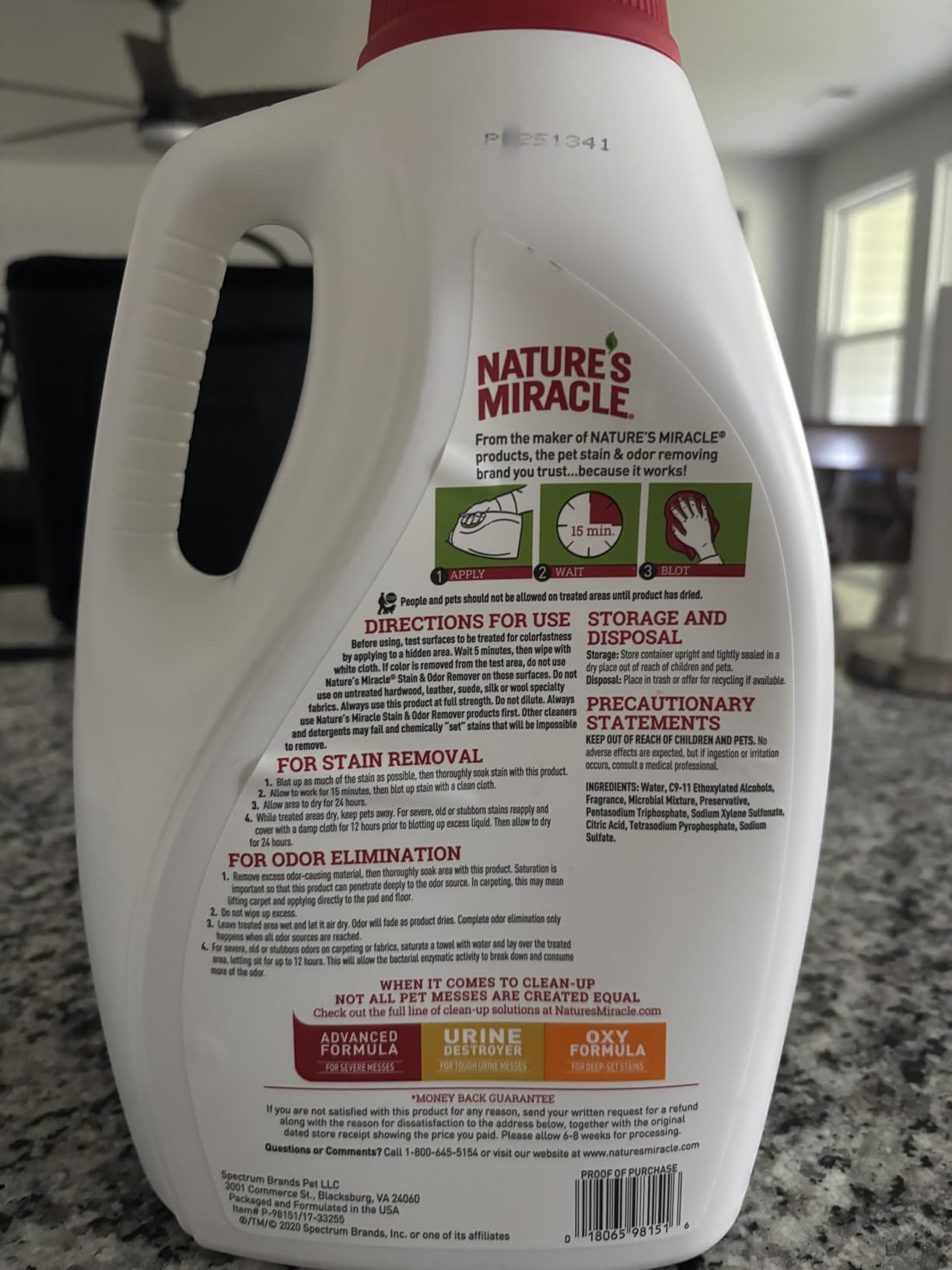Nature's Miracle Dog Stain & Odor Remover, Enzymatic Cleaner, 1 gal | Tough on Dog Urine, Feces, Vomit, Drool and Other Organic Stains and Odors, For Multiple Surfaces, Fresh Scent customer photo 1