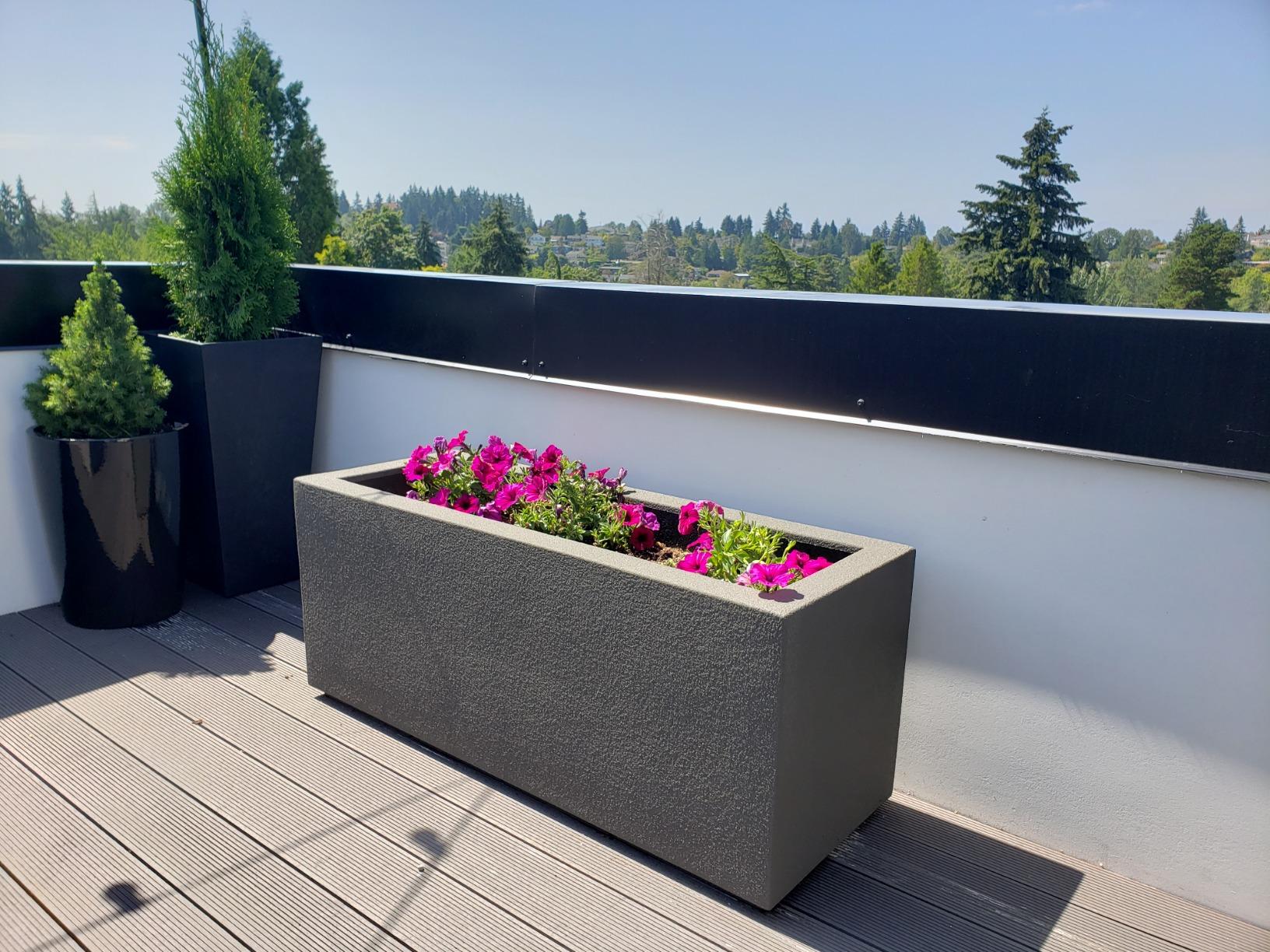PolyStone Milan Modern Outdoor/Indoor Rectangular Trough Planter - 46