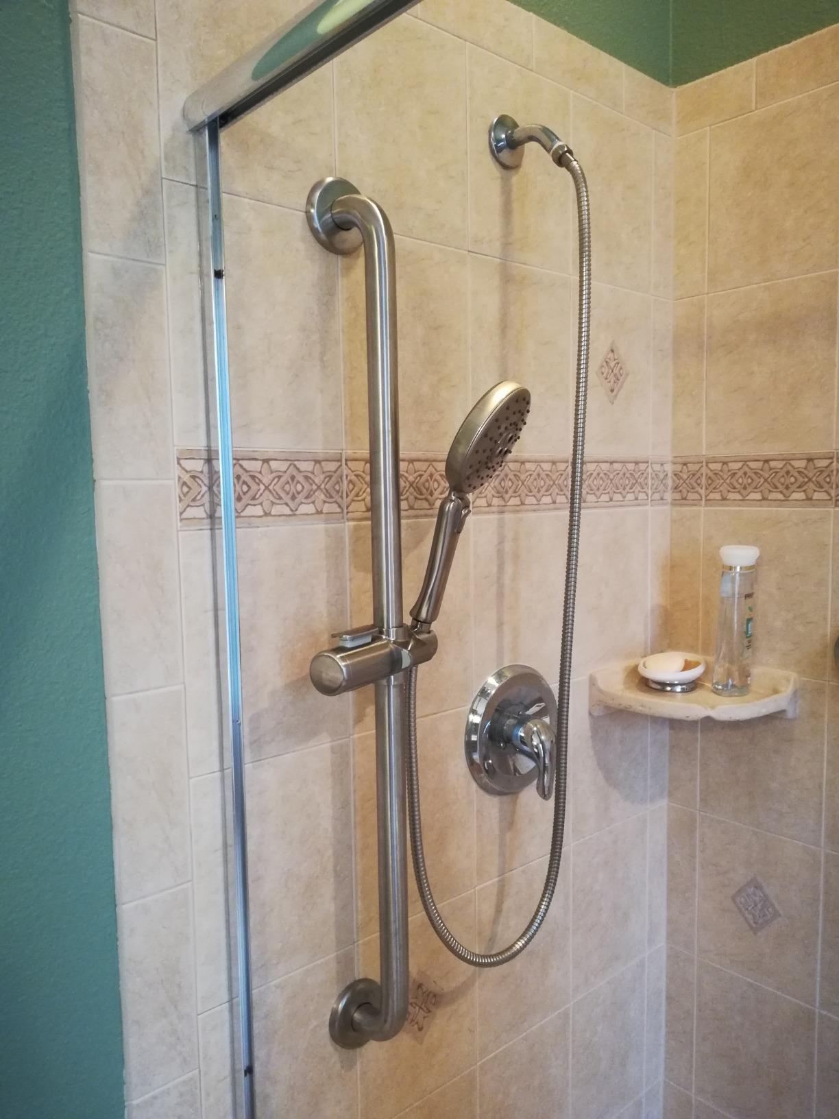 BRIGHT SHOWERS Slide Bar Shower Set with Handheld Shower Head, ADA-Compliant Stainless Steel Grab Bar, Adjustable Height and 69-Inch Hose, Brushed Nickel customer photo 2