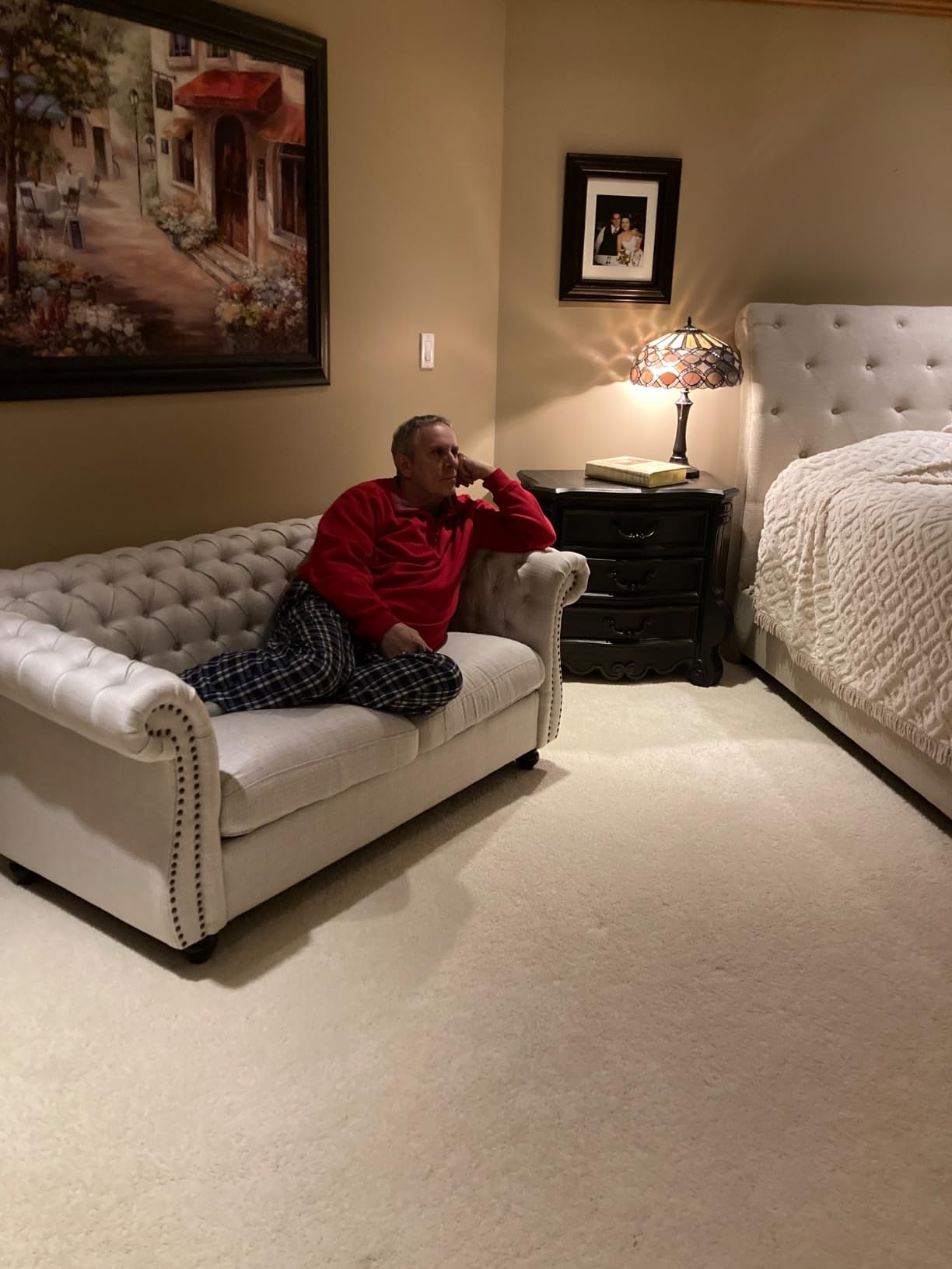 Christopher Knight Home Karen Traditional Chesterfield Loveseat Sofa, BlackBerry and Dark Brown, 61.75 x 33.75 x 27.75 customer photo 1