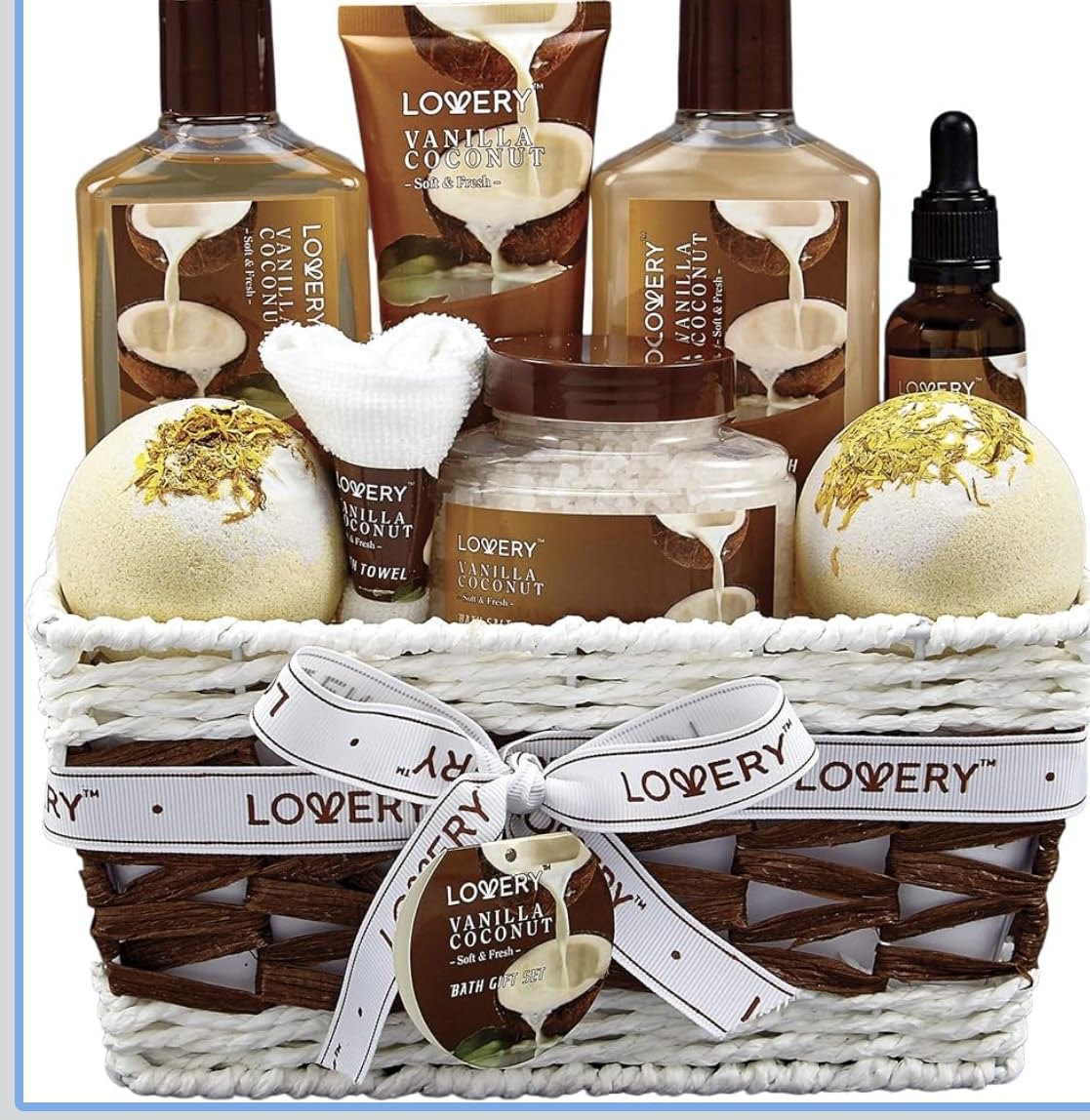 Gifts For Women Gift Basket for Women - 9 Piece Set of Vanilla Coconut Home Spa Set customer photo 1