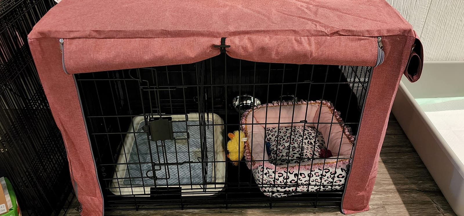 HiCaptain 30-Inch Dog Crate Cover with Mesh, Waterproof Kennel Cover, Beige customer photo 2
