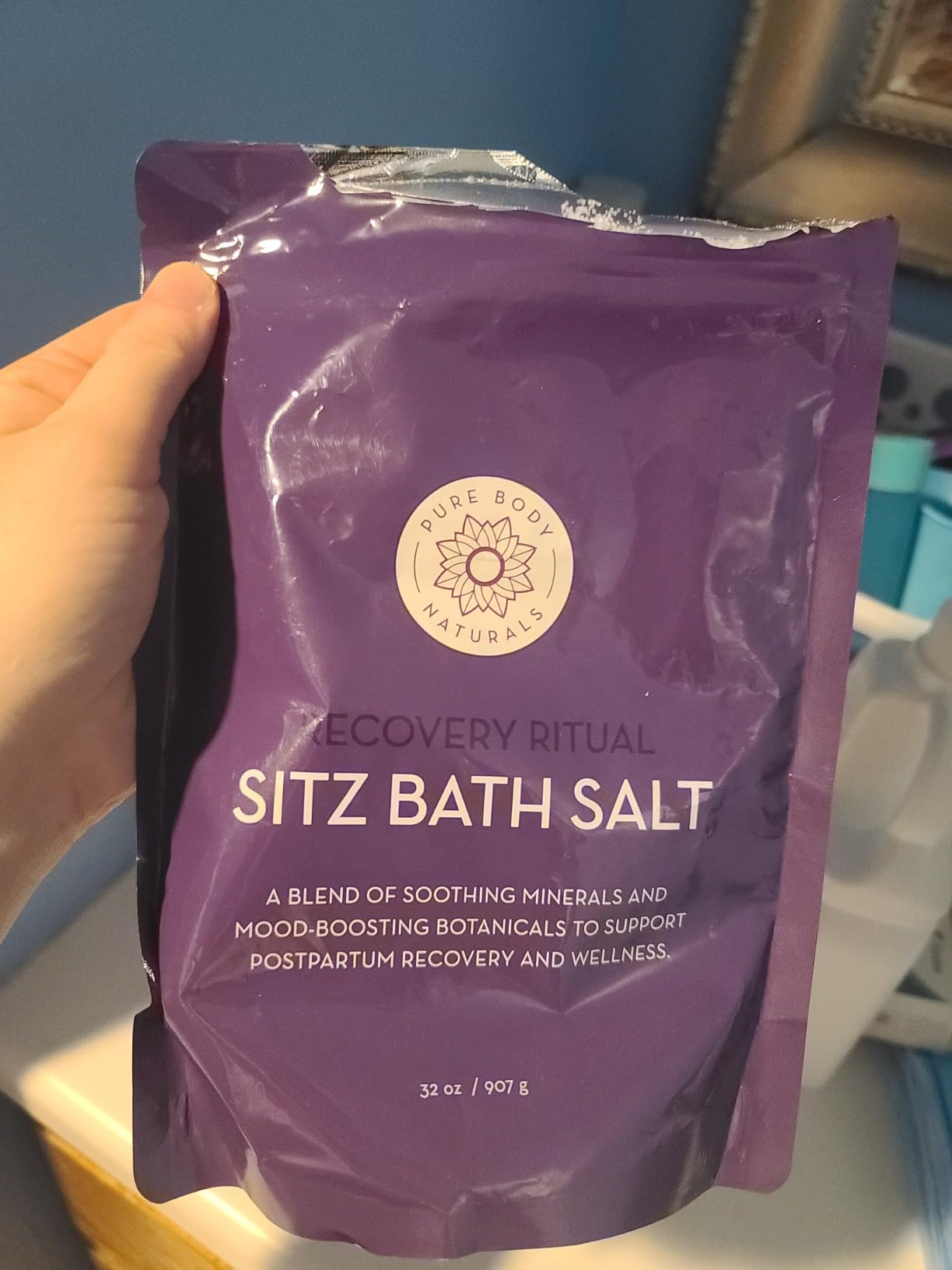 Sitz Bath Soak for Postpartum Care & Hemorrhoids, Bath Salt, 10 oz | Natural mineral blend for new mothers and daily comfort, dissolves in a shallow warm tub, basin or seat insert customer photo 1
