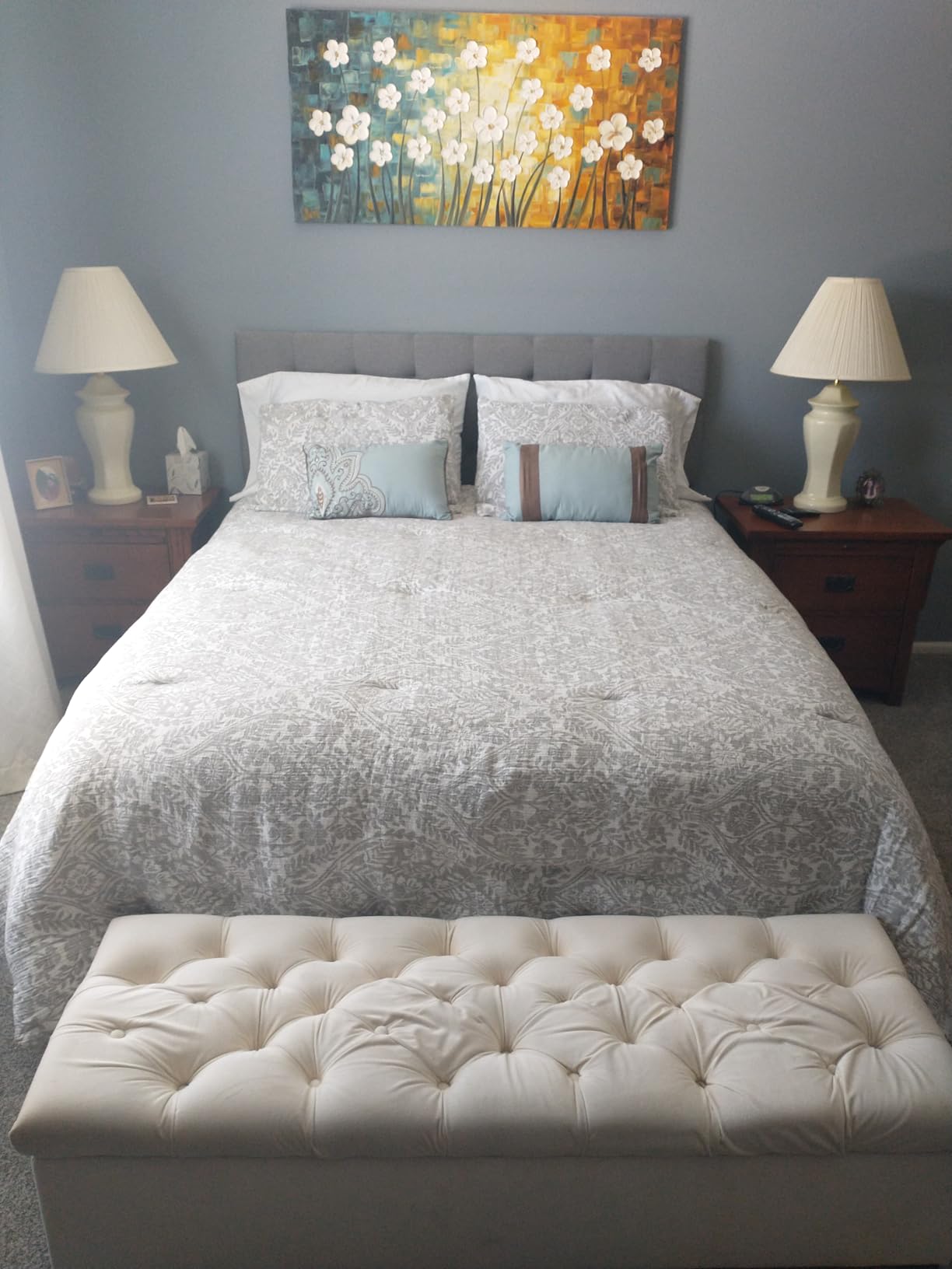 Lucid Mid-Rise Upholstered Headboard - Diamond Tufted - Padded Polyester - Adjustable Height from 34