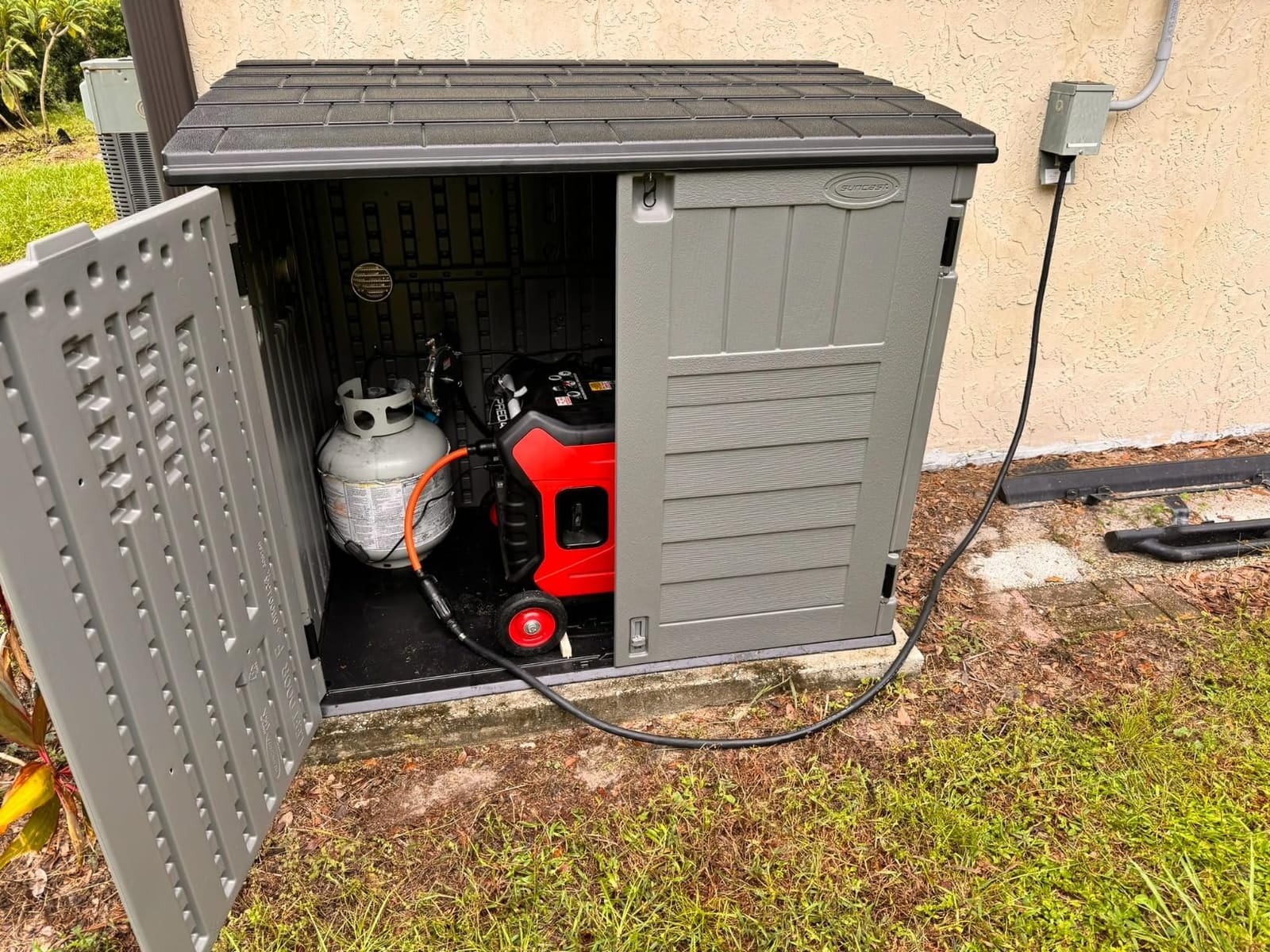 Suncast 34 Cu Ft Horizontal Storage Shed, Resin, Lockable, Stoney Black customer photo 1