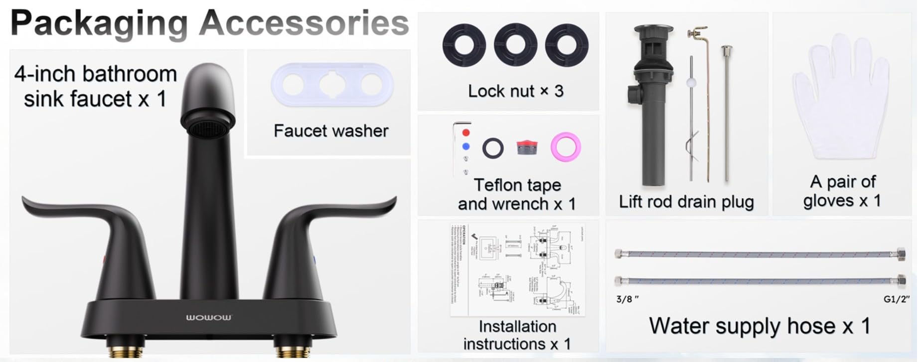 WOWOW Bathroom Faucet 2 Handle 4 Inch Centerset Bathroom Sink Faucet, Lead-Free Basin Mixer Tap with Lift Rod Drain Stopper, 2 Handle Centerset Lavatory Brushed Nickel Vanity Faucet customer photo 1