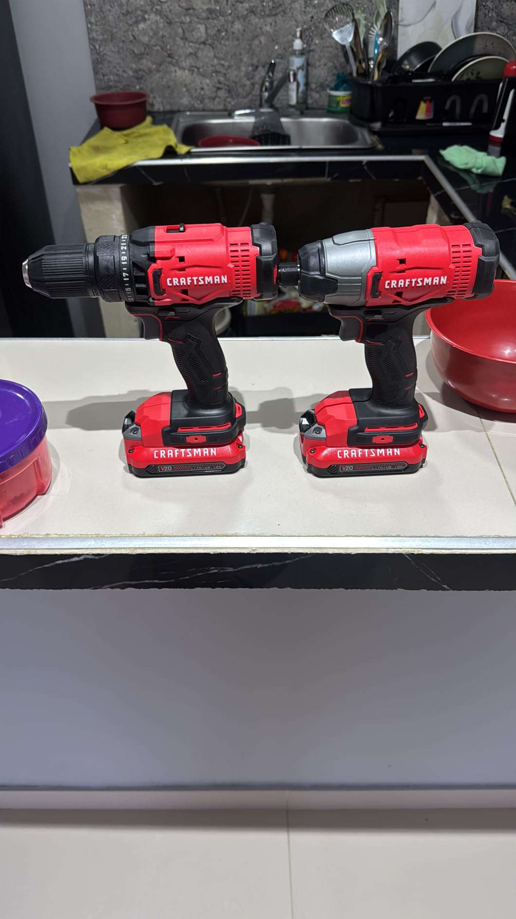 CRAFTSMAN V20 MAX Cordless Drill Driver and Impact Driver Set, Power Tool Set with 2 Batteries and Charger, LED Work Light, 2 Bits, Bag (CMCK200C2) customer photo 1