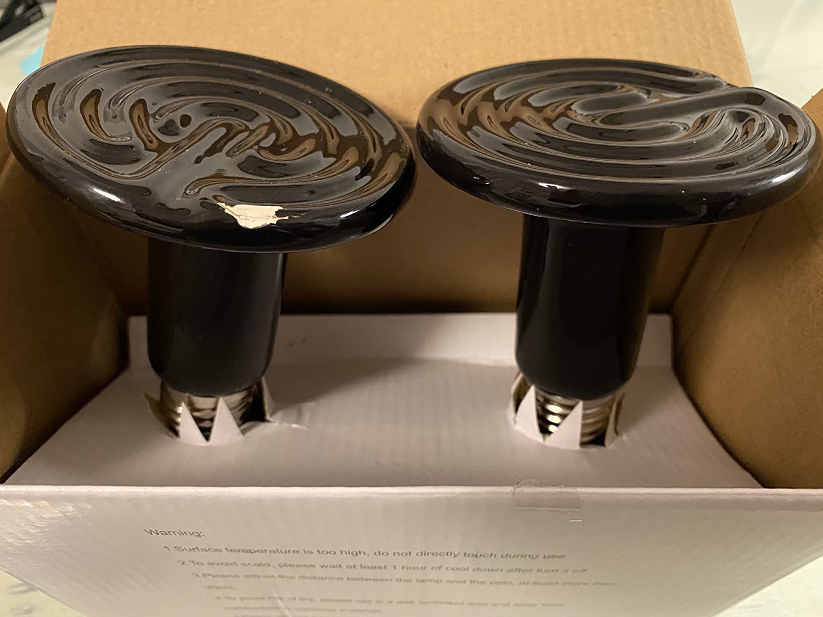 Simple Deluxe 100W 2-Pack Ceramic Reptile Heat Lamp Heat Emitter Bulb No Light Emitting Brooder Coop Heater for Amphibian Pet & Incubating Chicken, Black customer photo 1