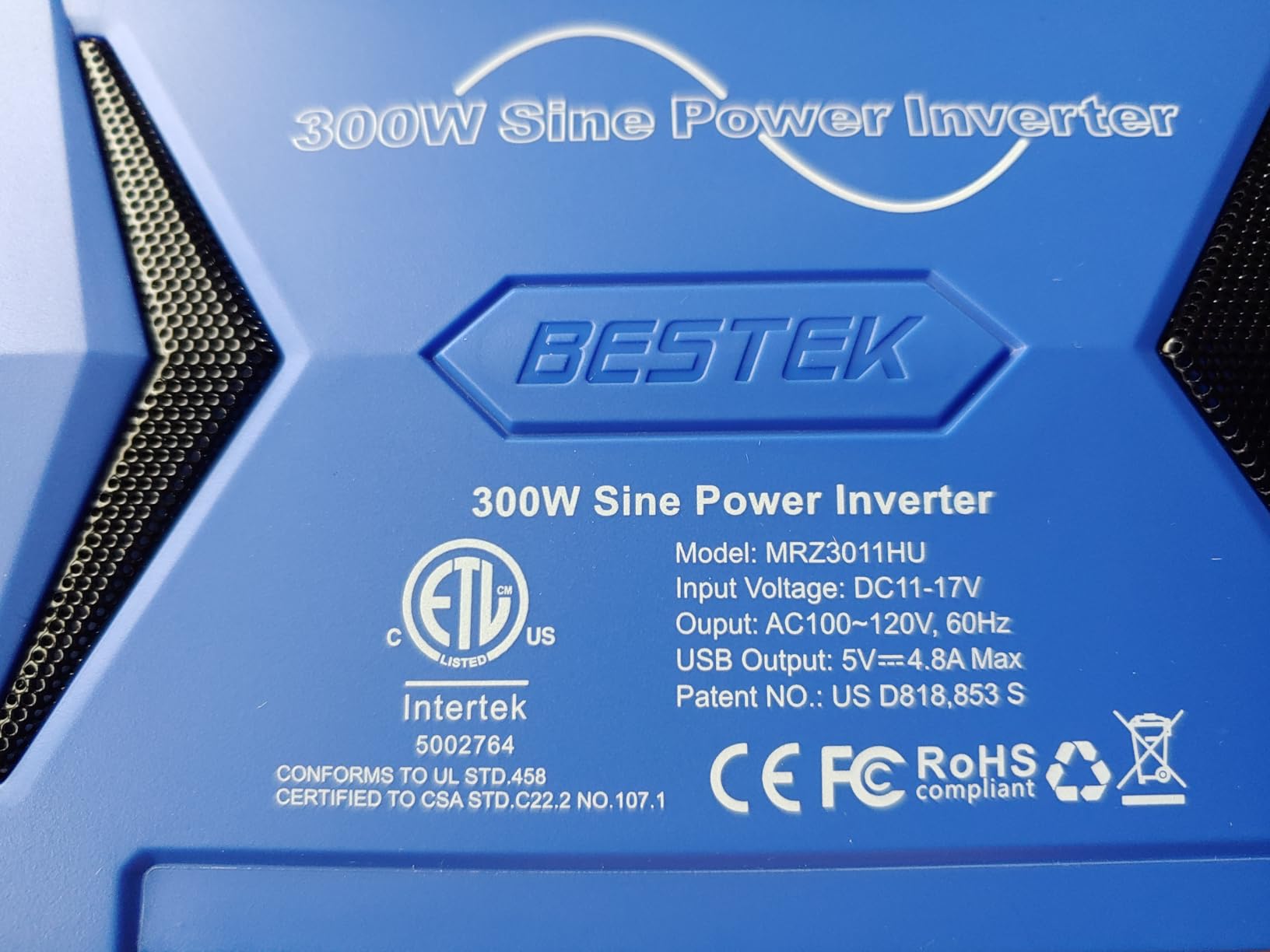 BESTEK Pure Sine Wave Power Inverter, 300W DC 12-17V to 110V AC Car Adapter | Vehicle Plug in Cigarette Lighter Outlet Solar Inverter, 4.8A Dual USB Fast Charging Ports for Phone, Laptop, CPAP customer photo 2