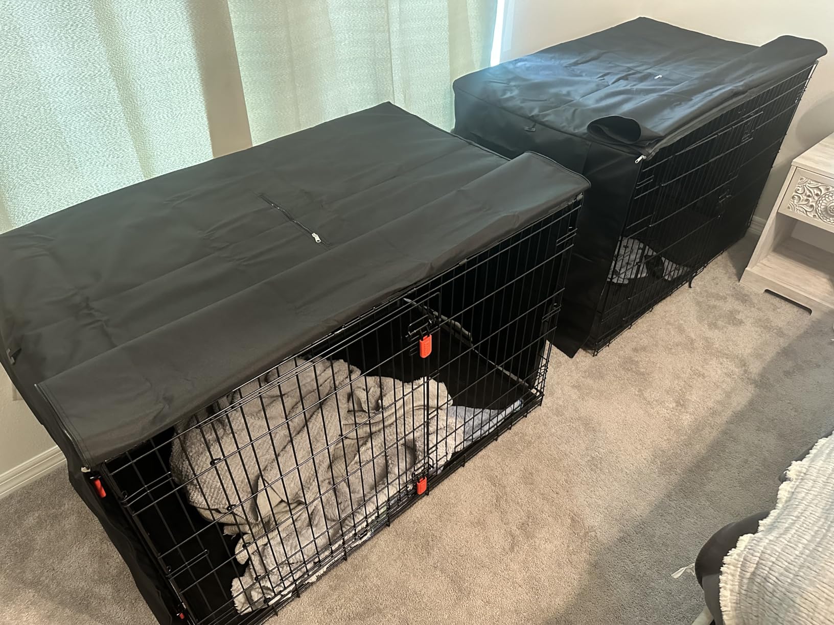 Explore Land Dog Crate Cover Heavy Duty Polyester Pet Kennel Sunshade Universal Fit for 42 inches Wire Cage (Black) customer photo 1
