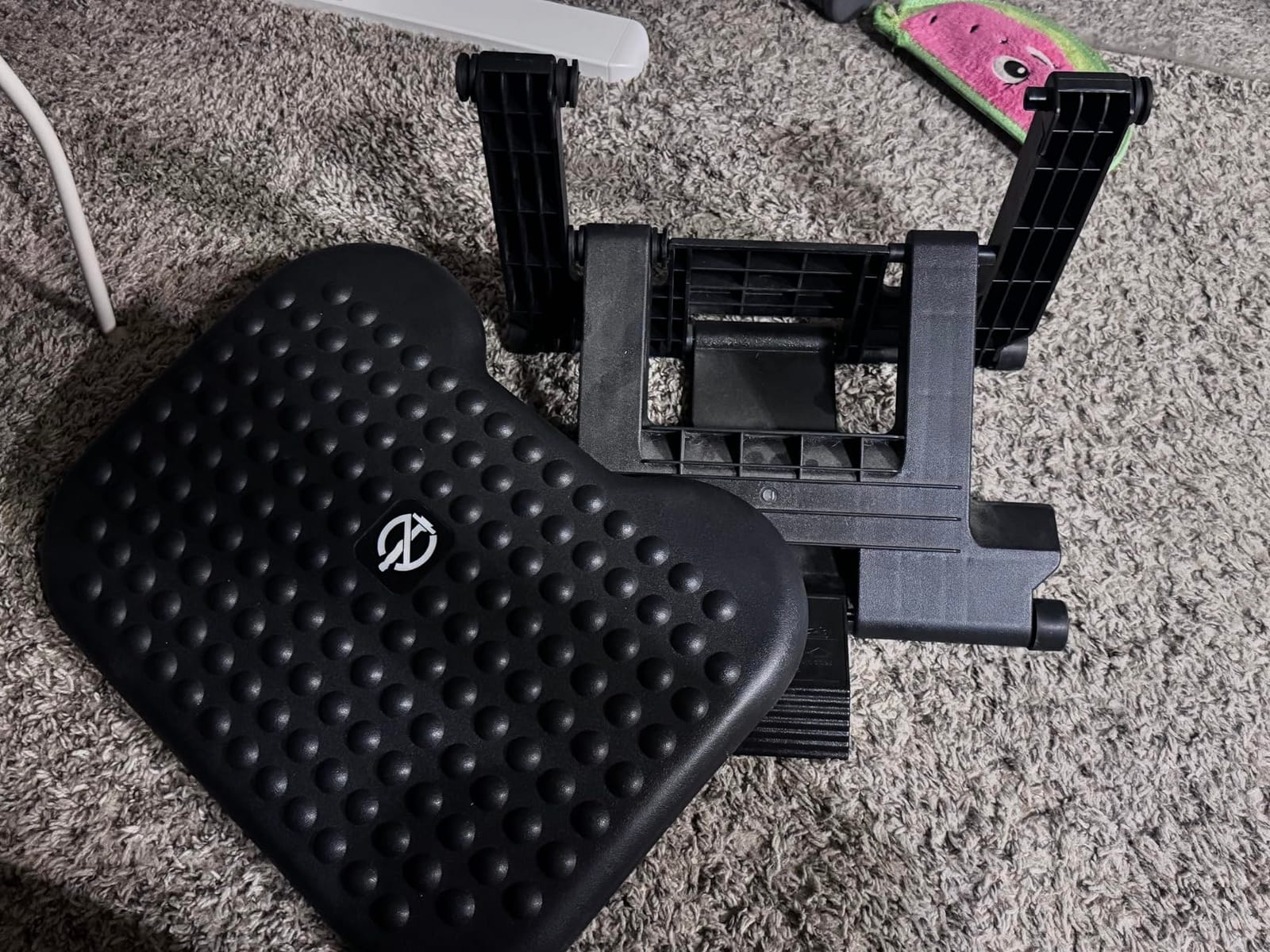 HUANUO Adjustable Foot Rest for Under Desk with Massage Surface and Tilt | 3 height positions, large non-skid platform, pre-assembled foot stool for work, study and home office, ergonomic leg support customer photo 1