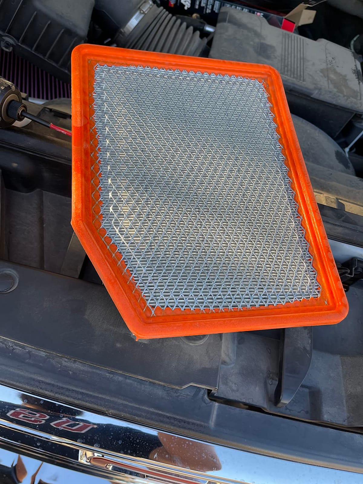 K&N High-Flow Original Lifetime Engine Air Filter: Increase Power: Premium, Washable: Compatible with 2019-2026 Cadillac/Chevy/GMC: Escalade, Silverado, Suburban, Tahoe, Sierra, Yukon, 33-5083 customer photo 1
