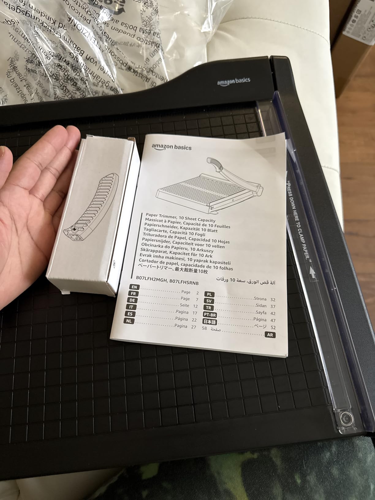 Amazon Basics Paper Trimmer Cutter for Office and Crafts, Heavy-Duty, Portable Guillotine Paper Cutter, 15-Inch, 10-Sheet Cardstock for Photos customer photo 1