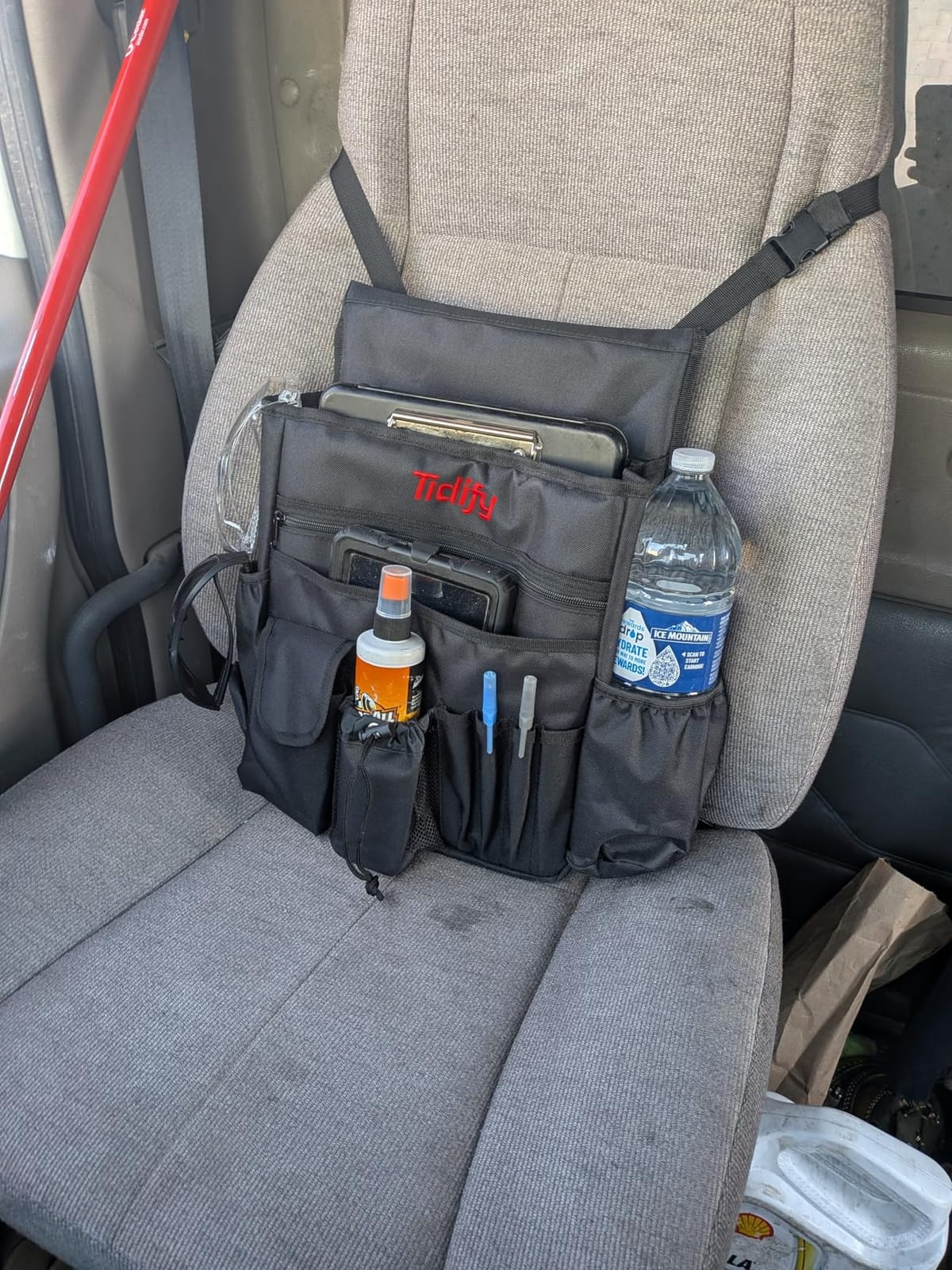 Tidify Car Front Seat Organizer [2025 UPDATED] with Dedicated Tablet and Laptop Storage Stabilizing Side Straps Soft Adjustable Shoulder Strap and Hardened Buckles Your Office Away from Office customer photo 1