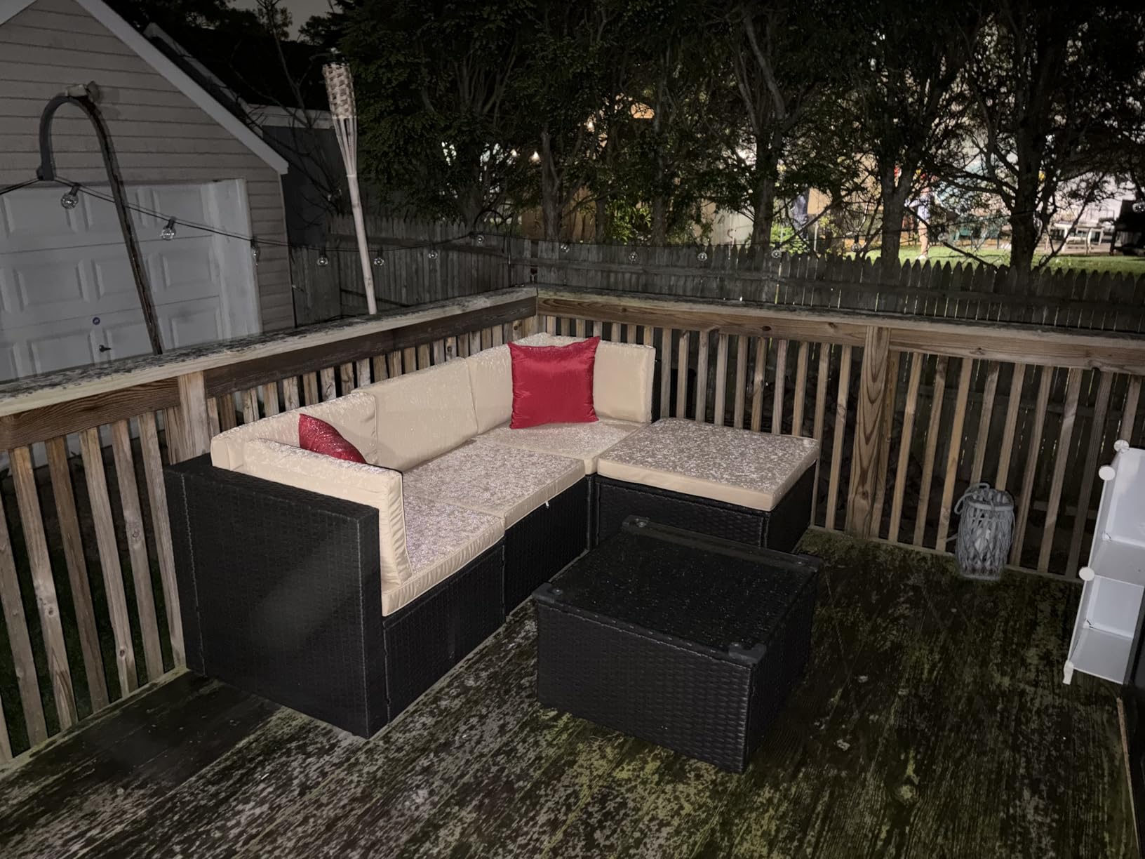 Devoko 5 Pieces Patio Furniture Sets Outdoor Sectional Patio Sofa | All Weather Manual Weaving Wicker Rattan Patio Seating Sofas with Cushion and Glass Table (Beige) customer photo 2