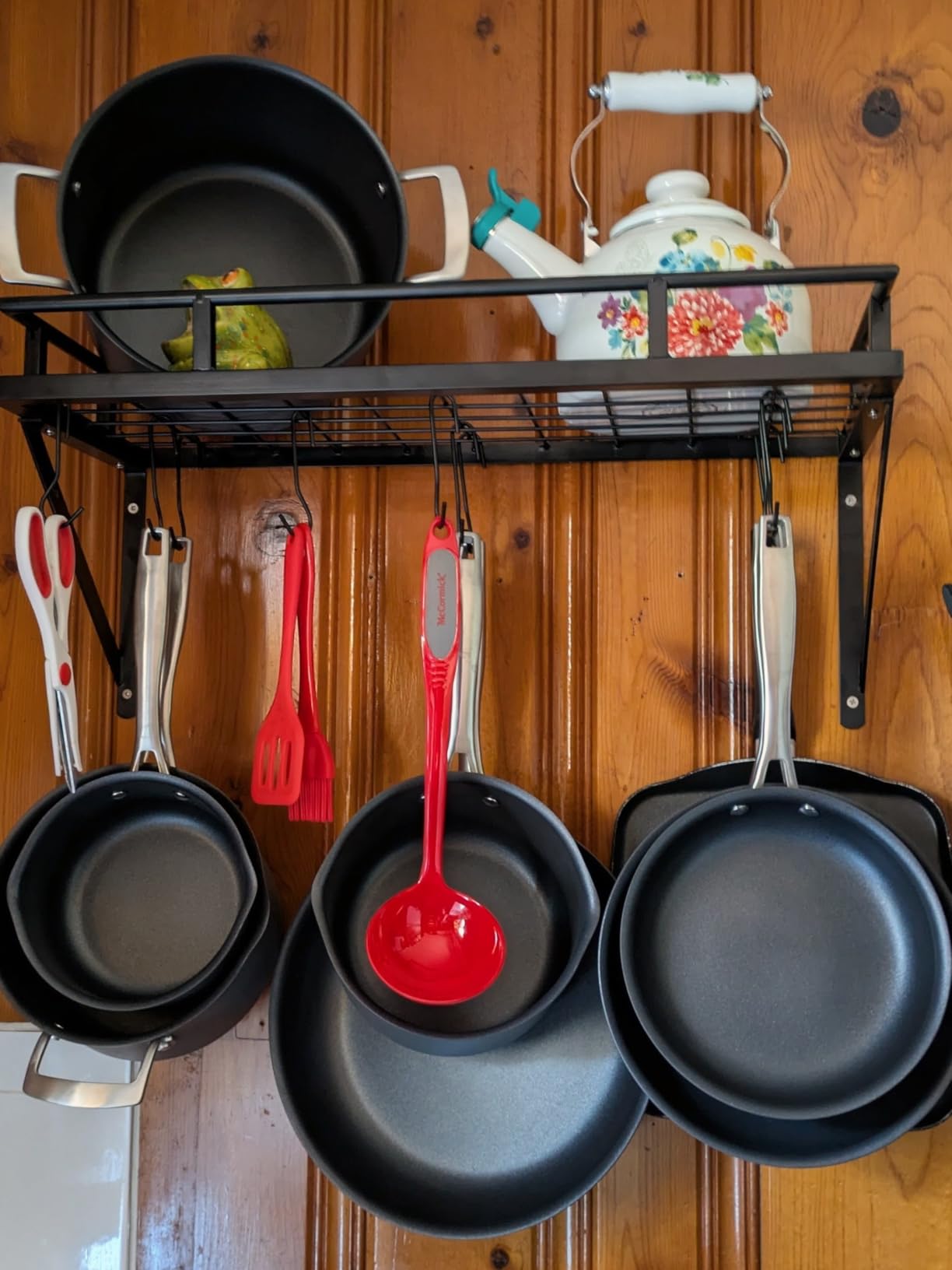 KES 30-Inch Kitchen Pan Pot Rack Wall Mounted, Hanging Storage Organizer | 88 Lbs Capacity, Wall Shelf with 12 Sturdy Hooks, 16-Inch Stud Mount, Matte Black, KUR215S75A-BK customer photo 1