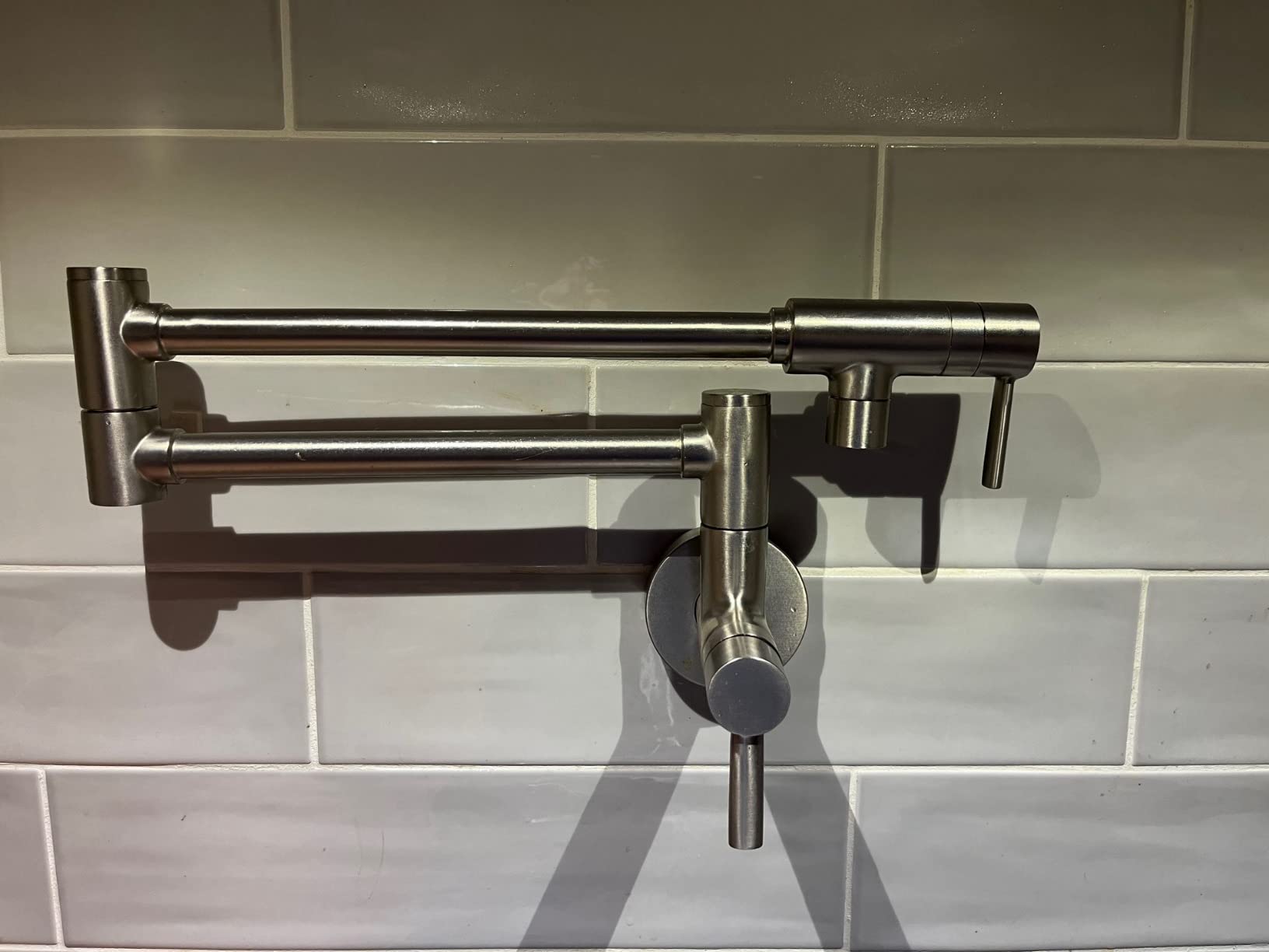 Moen Matte Black Modern Wall Mount Folding Swing Arm Pot Filler, Double Jointed Kitchen Stove Faucet, S665BL customer photo 1