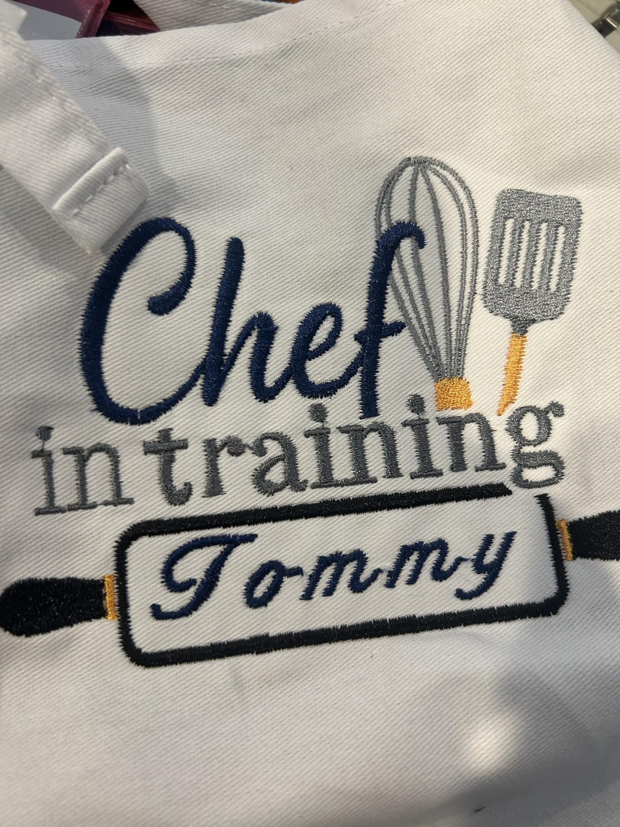 Kids Apron and Chef Hat Set, Cotton Child Toddler Aprons with Pocket | Adjustable White Girls Boys Apron, Kid's Kitchen Bib Aprons for Cooking Baking Painting Crafting customer photo 1