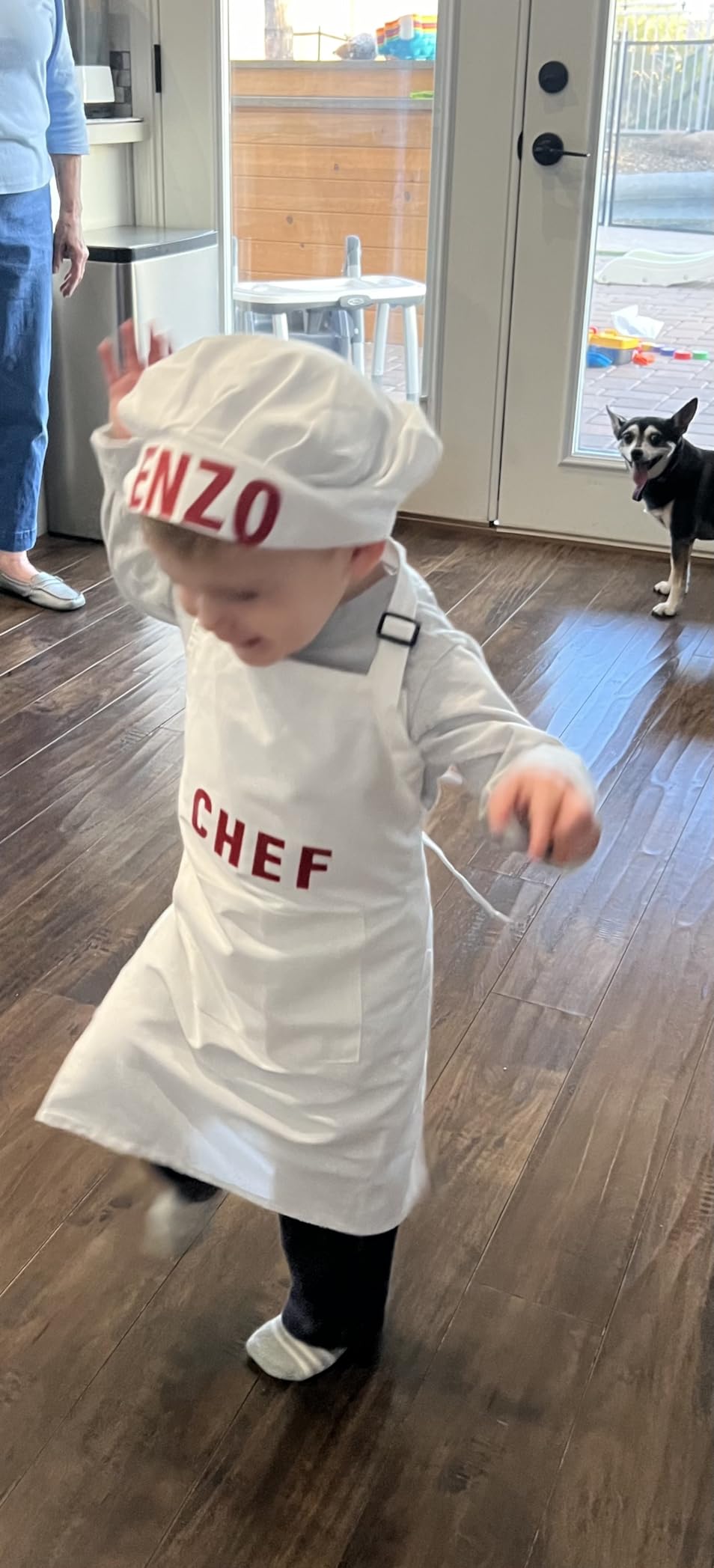 Kids Apron and Chef Hat Set, Cotton Child Toddler Aprons with Pocket | Adjustable White Girls Boys Apron, Kid's Kitchen Bib Aprons for Cooking Baking Painting Crafting customer photo 2