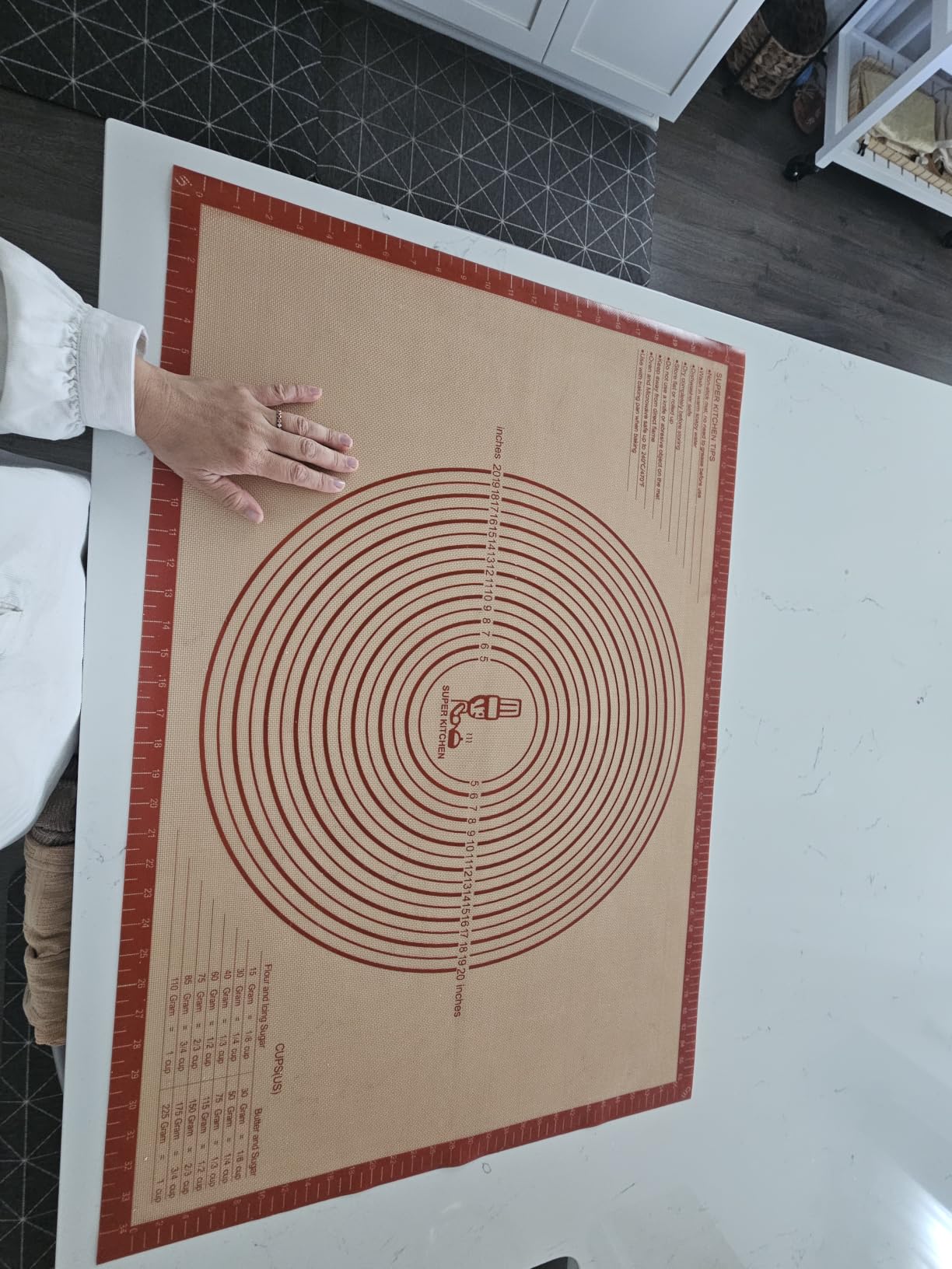 Non-slip Silicone Pastry Mat Extra Large Measurements 36''x 24'' Baking Mat | Silicone Baking Mat Counter/Dough Rolling/Oven Liner/Fondant/Pie Crust Sourdough Bread Baking Supplies (Red) customer photo 2