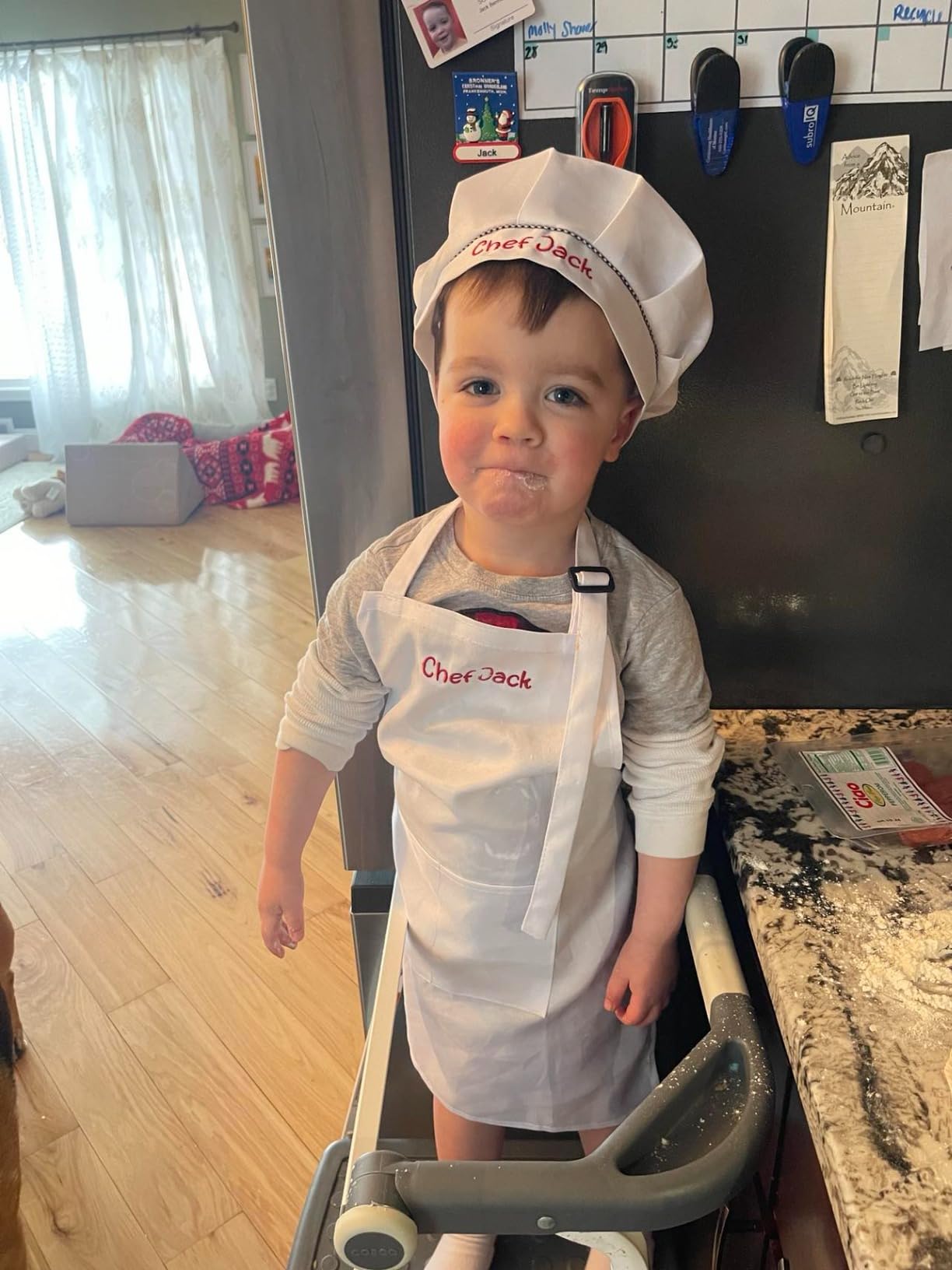 SUNLAND Kids Chef Apron and Hat Set | Adjustable Breathable, Large Pocket, Washable Anti-dirty Chef Costume for Boys Girls customer photo 1