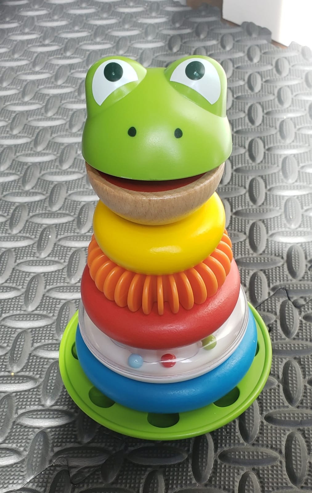 Hape Mr. Frog Stacking Rings | Multicolor Wooden Ring Stacker Play Set, Educational Toy for Children customer photo 1