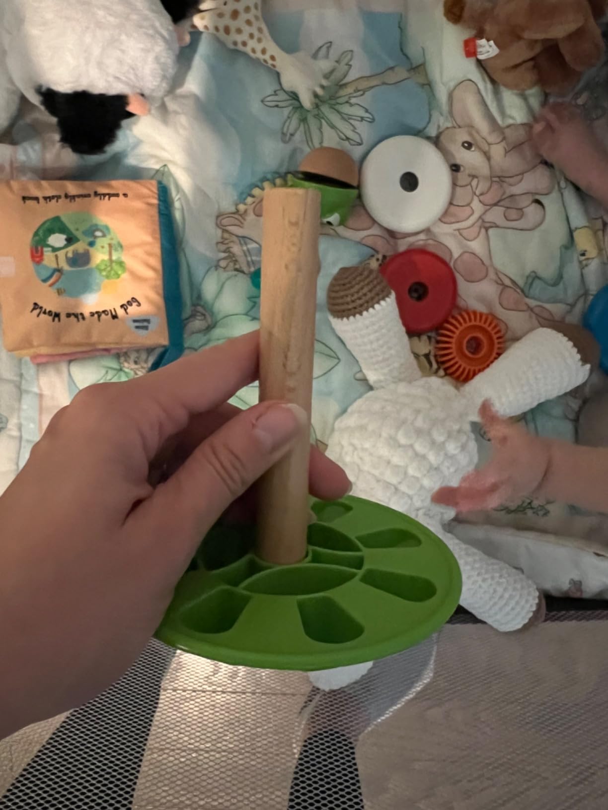 Hape Mr. Frog Stacking Rings | Multicolor Wooden Ring Stacker Play Set, Educational Toy for Children customer photo 2