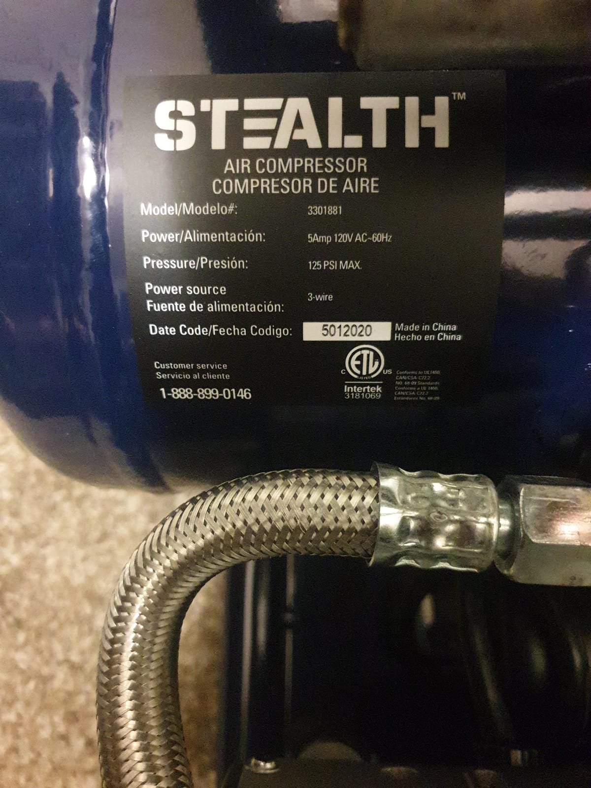 Stealth Air Compressor 2 Gallon, 3/4 HP Oil-Free Compressor, Less than 60dB Ultra Quiet Electric Air Compressor,Max 125 PSI Pressure for Tire Inflation,Nailing,Home DIY Project(SAQ-1234) customer photo 1