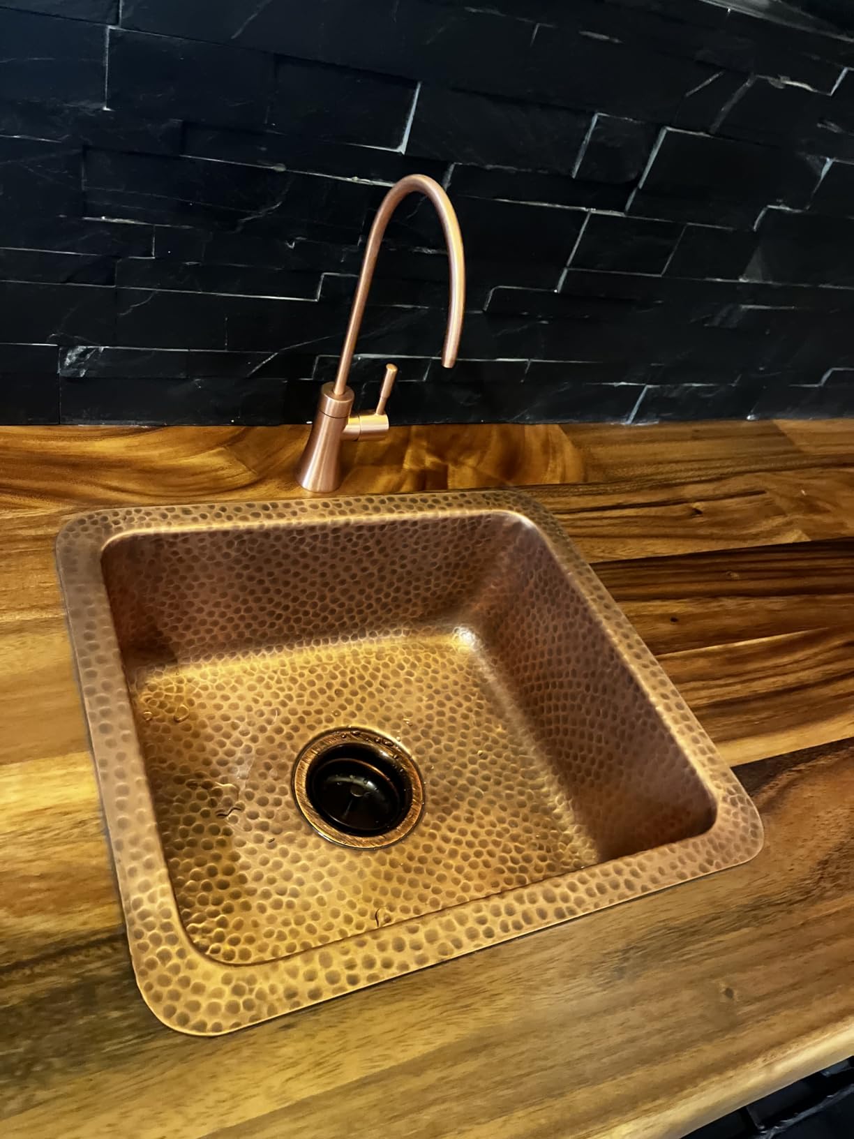 Monarch Abode Kitchen & Bar Sink - 17-inch Highball Dual Mount Drop in Kitchen Sink, Hand Hammered Pure Copper Sinks, Drop in Bar Sinks or Undermount, Deep Single Rectangular Bowl customer photo 1