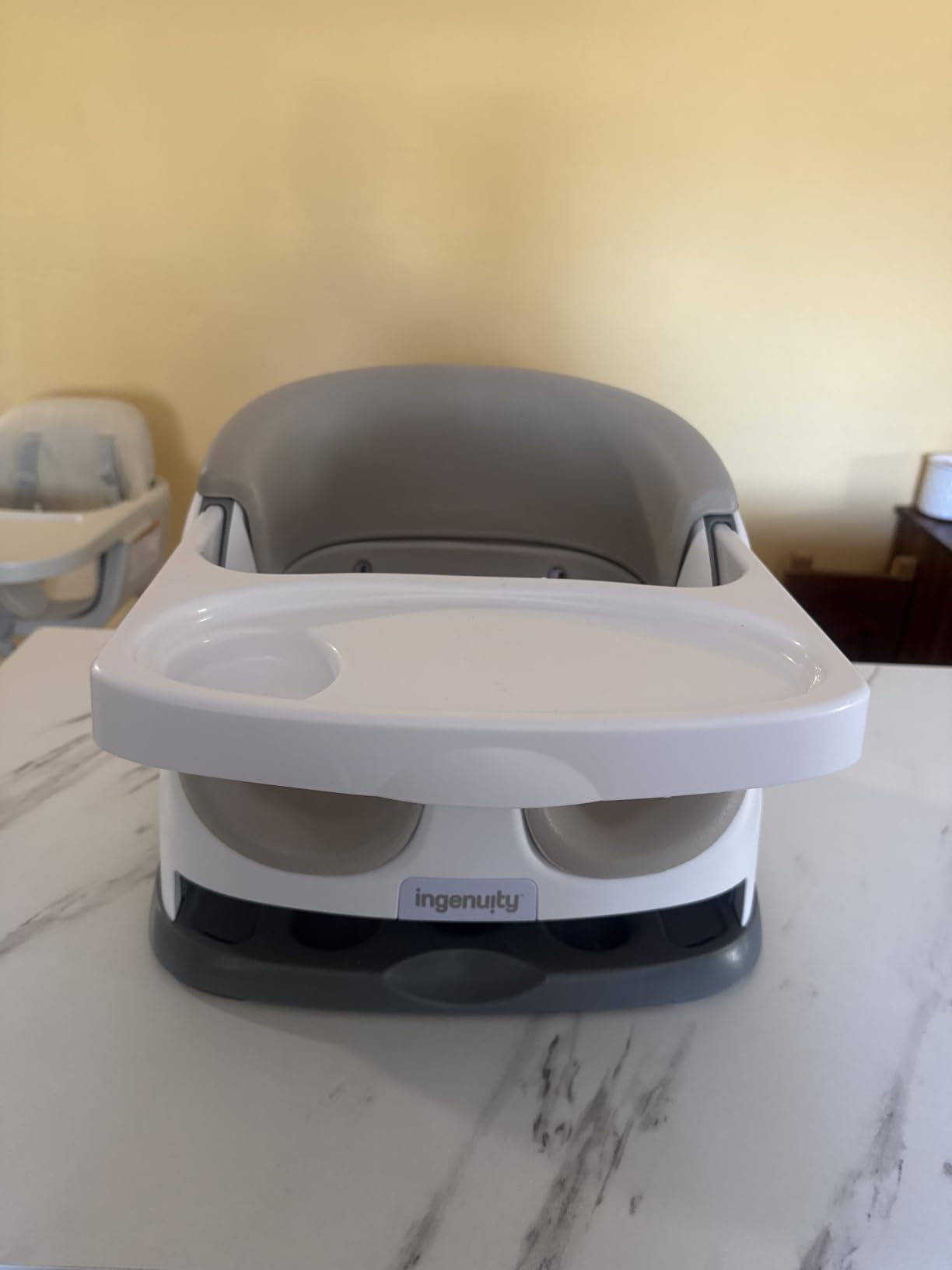 Ingenuity Baby Base 2-in-1 Booster Feeding and Floor Seat with Self-Storing Tray - Slate customer photo 1