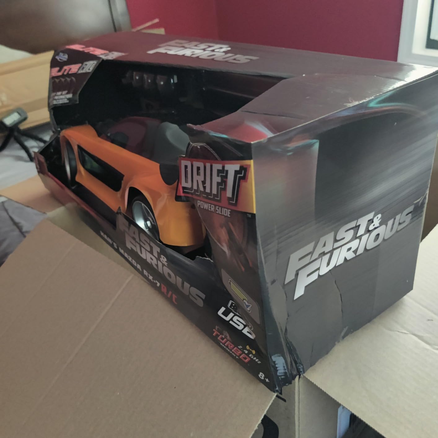 Jada Toys Fast & Furious Han's Mazda RX-7 Drift RC Car, 1:10 Scale 2.4Ghz Remote Control Orange & Black, Ready to Run, USB Charging customer photo 2