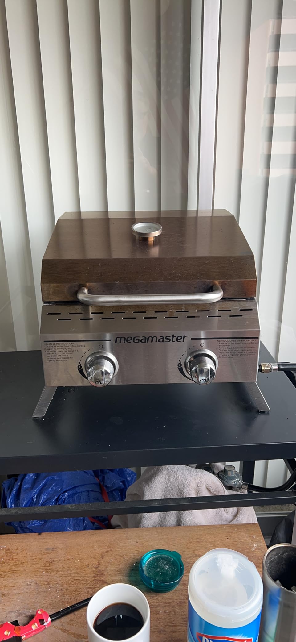 Megamaster 2-Burner Stainless Steel Portable Gas Grill with Built-In Lid, 16,000 BTUs, Foldable Legs, Small Propane Grill for Outdoor Cooking, Camping, Tailgating, Patios, and More - 820-0033M customer photo 1