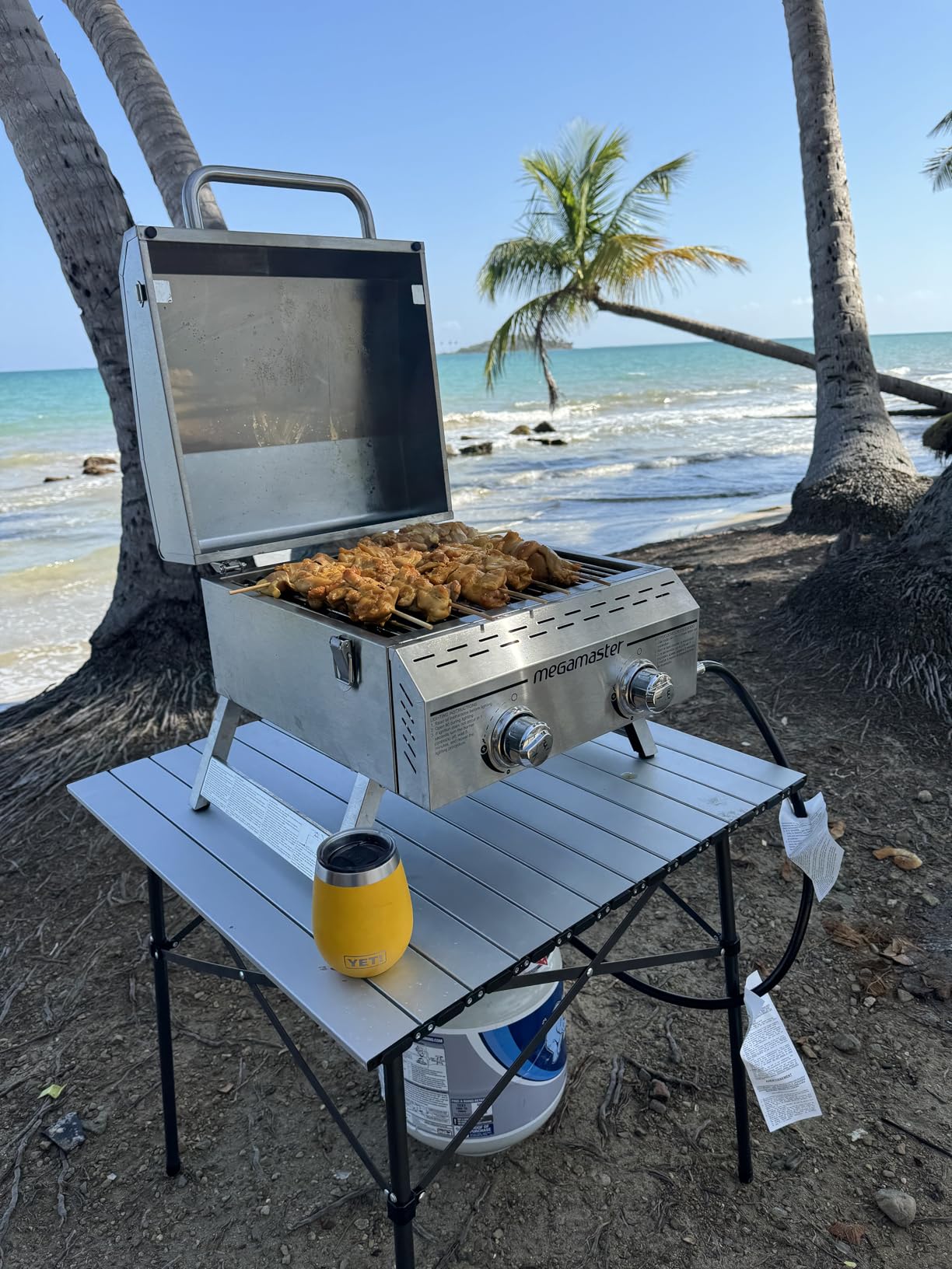 Megamaster 2-Burner Stainless Steel Portable Gas Grill with Built-In Lid, 16,000 BTUs, Foldable Legs, Small Propane Grill for Outdoor Cooking, Camping, Tailgating, Patios, and More - 820-0033M customer photo 2
