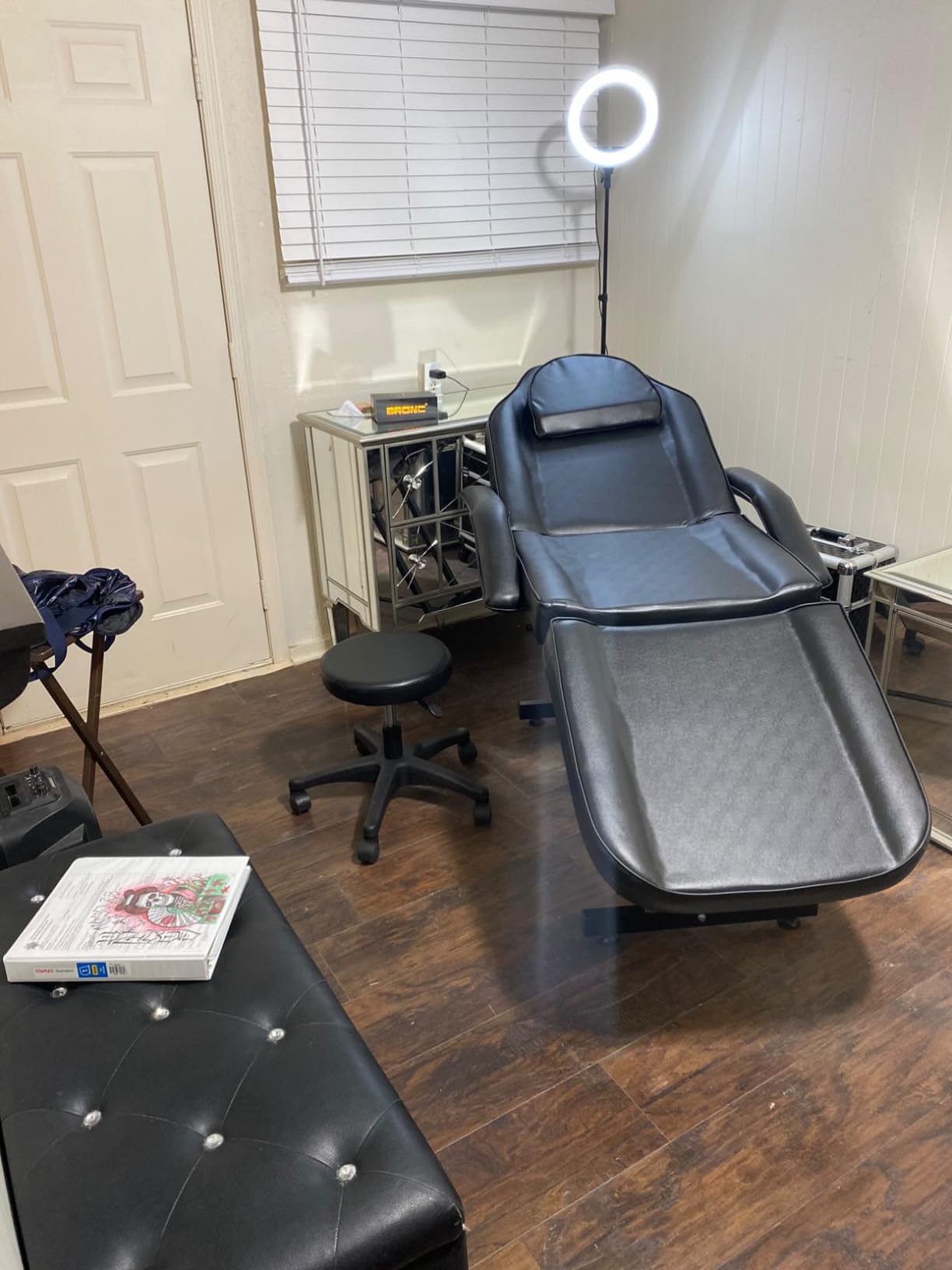 Tattoo Chair with Stool Message Bed Spa Salon Table Facial Chair for Client Esthetician Max Weight Capacity 330lbs Black customer photo 2