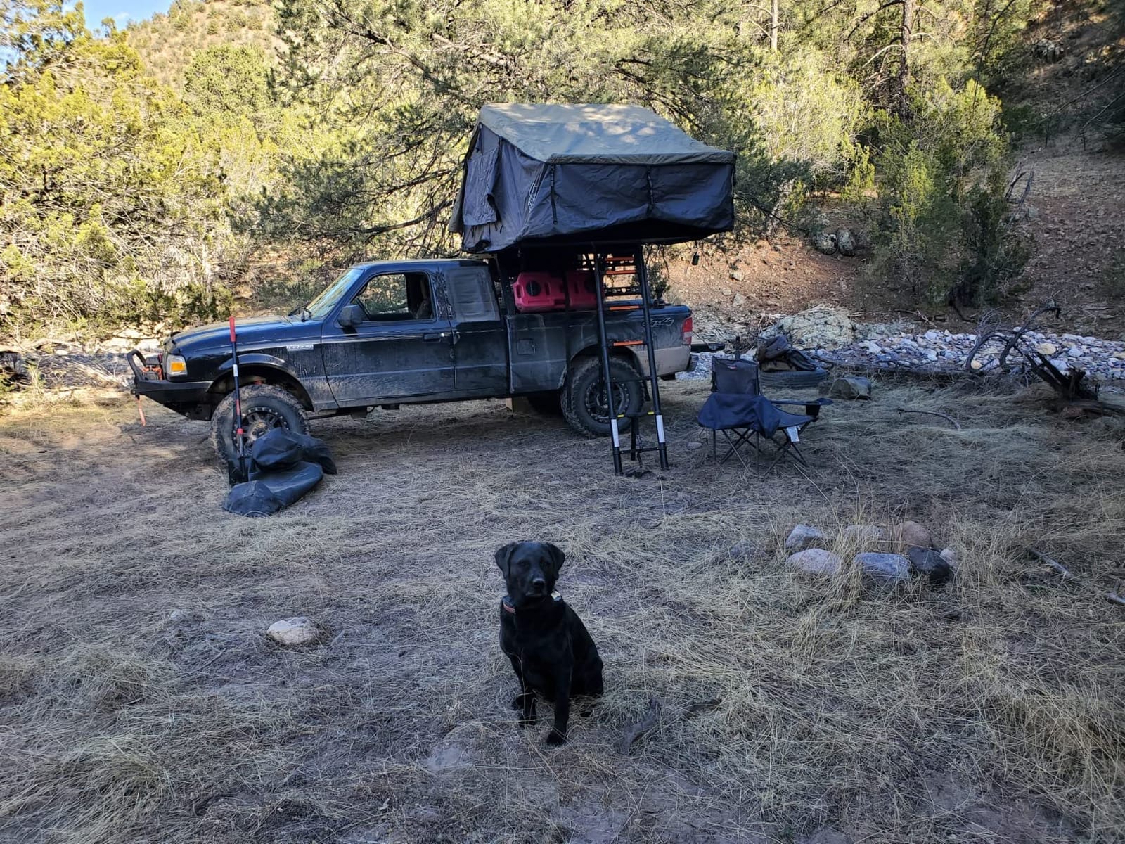 Overland Vehicle Systems HD Nomadic 3 Extended Soft Shell Roof Top Tent - Dark Gray Base with Green Rain Fly & Black 1000G PVC Travel Cover customer photo 2