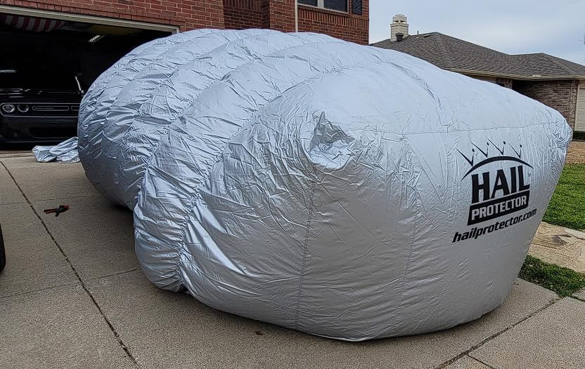 Hail Protector Car Cover, Inflatable Hail Proof Shield for Cars, Portable Protection Against Any Size Hailstones, Complete System - CAR2 (Silver) customer photo 2