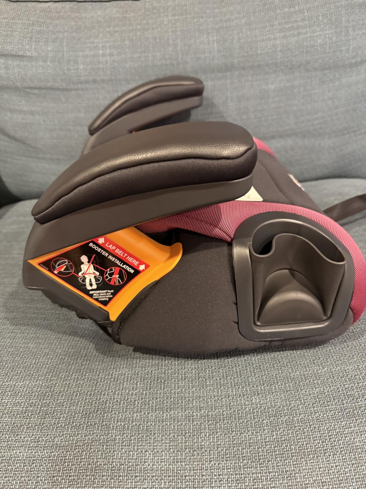 Chicco GoFit Plus Backless Booster Car Seat with Latch, 40-110 lbs | Stream/Blue, ErgoBoost contoured seat, quick-release LATCH, washable pad, 2 cup holders, booster seat for ages 4+, 40-110 lbs customer photo 1