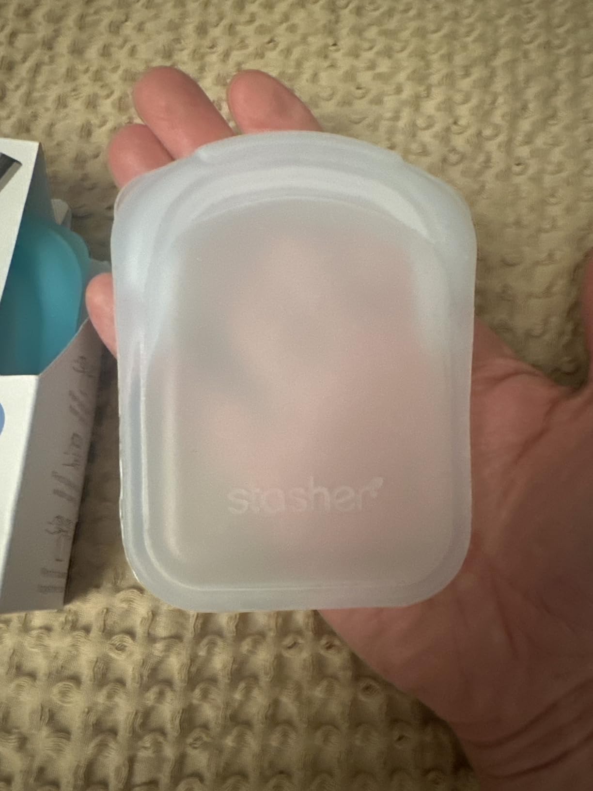 Stasher Premium Reusable Silicone Pocket Bags, 2-Pack, Clear and Aqua, 4 oz | Food-Safe Silicone, BPA-Free, Leak-Free, Eco-Friendly, Freezer, Microwave, Dishwasher, Oven, Travel Storage customer photo 1